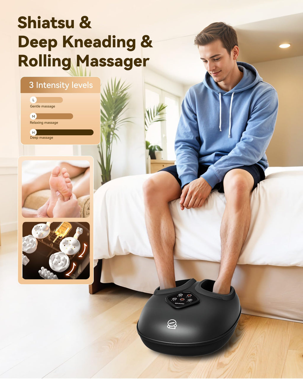 COMFIER Shiatsu Foot Massager with Heat,Vibration,Rolling Compression,FSA Eligible Feet Massager Machine for Plantar Fasciitis,Neuropathy Pain, Fits Size up to 13“,Christmas Gifts for Women,Men,HSA
