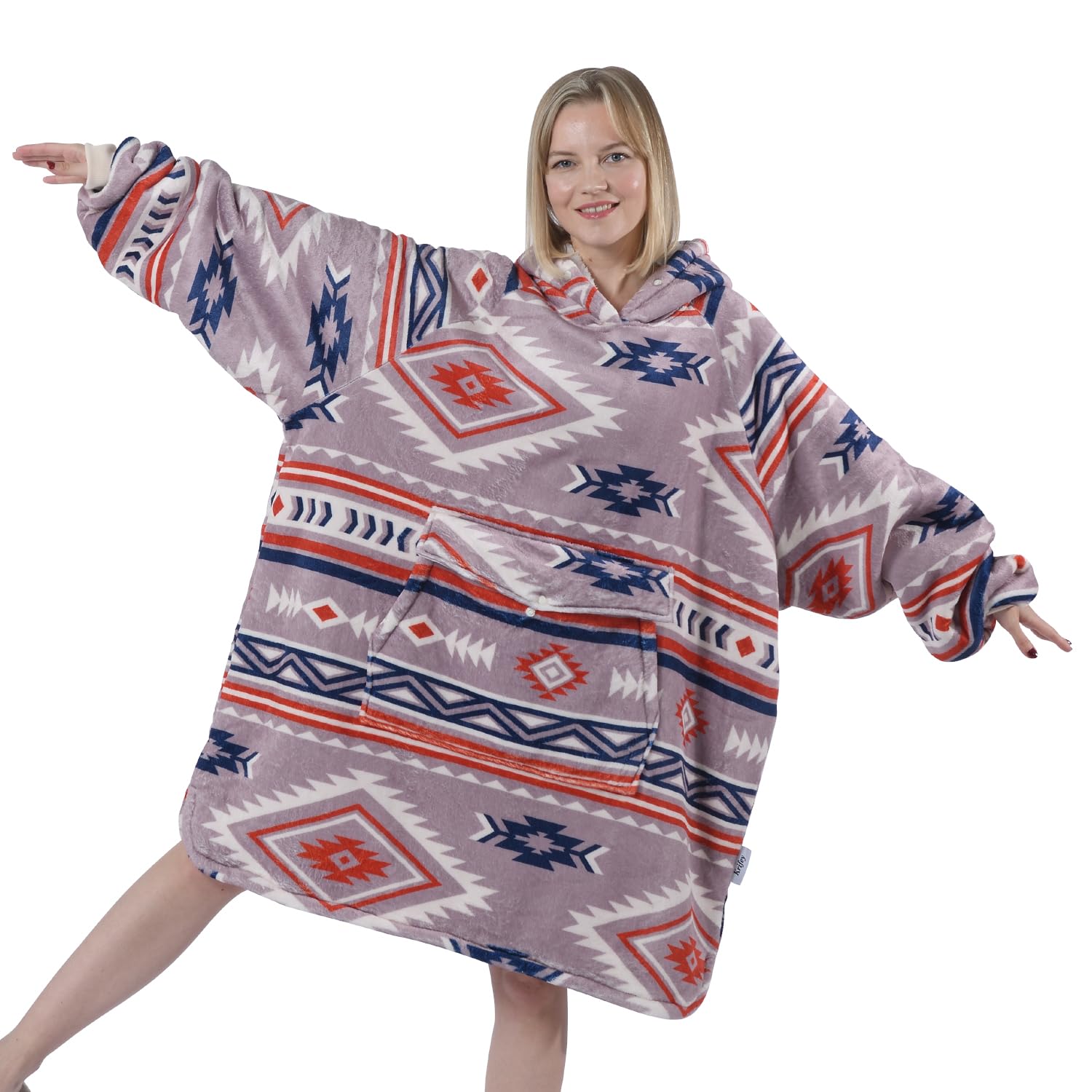 Krifey Wearable Blanket Hoodie, Oversized Sherpa Fleece Sweatshirt with Giant Pocket, Birthday Gifts for Women, Warm Christmas Gift for Mom, Wife, or Girlfriend