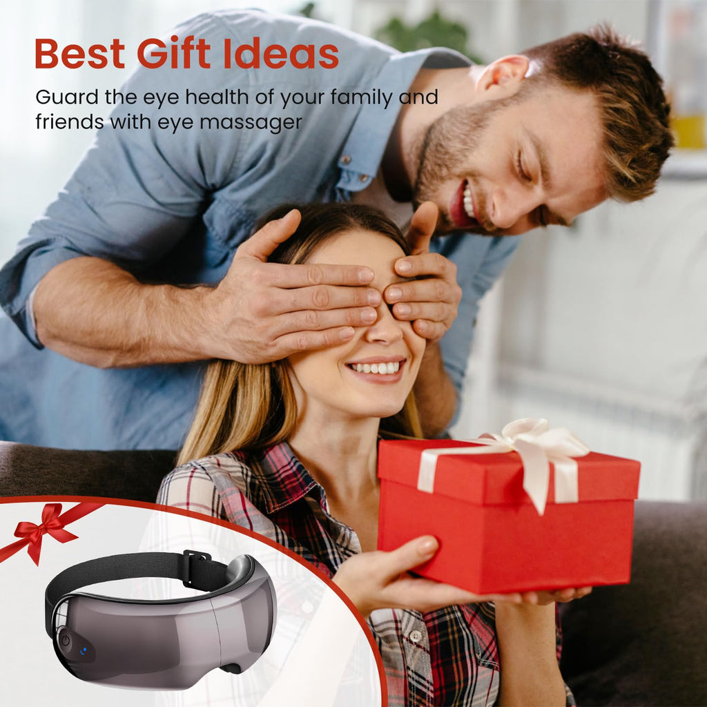 NOWWISH Eye Massager with Heat, Vibration and Bluetooth Music for Migraine Headache Eye Strain Relief, Cordless Heated Eye Mask with 4 Massage Modes, Relaxation -Christmas Gifts for Women Men -White