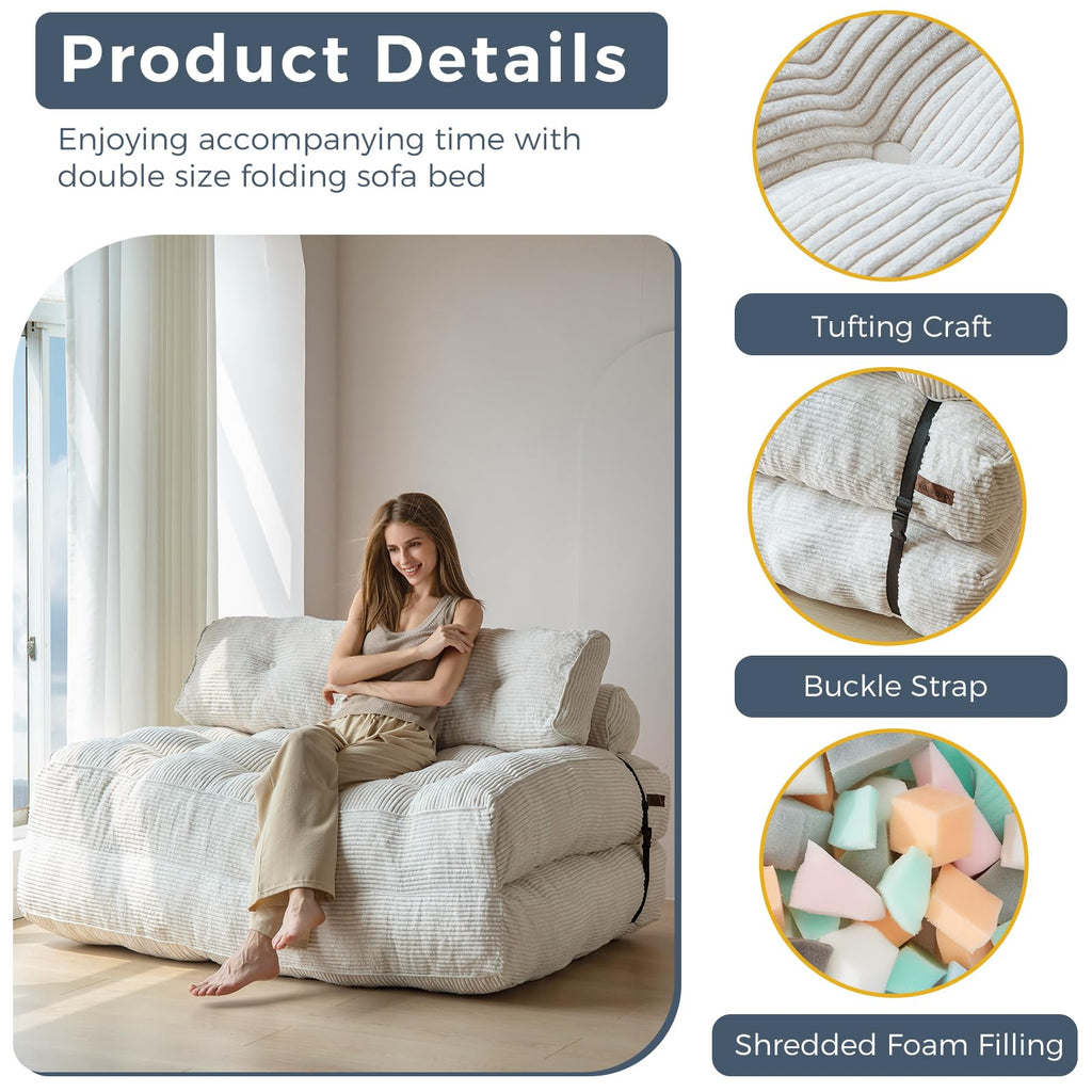 MAXYOYO Folding Sofa Bed, Convertible Sleeper Chair with Pillow Foldable Mattress with Back Support, Portable Fold Out Chair Bed Comfy Floor Sofa Lounge for Living Room Bedroom, Dark Grey, Single