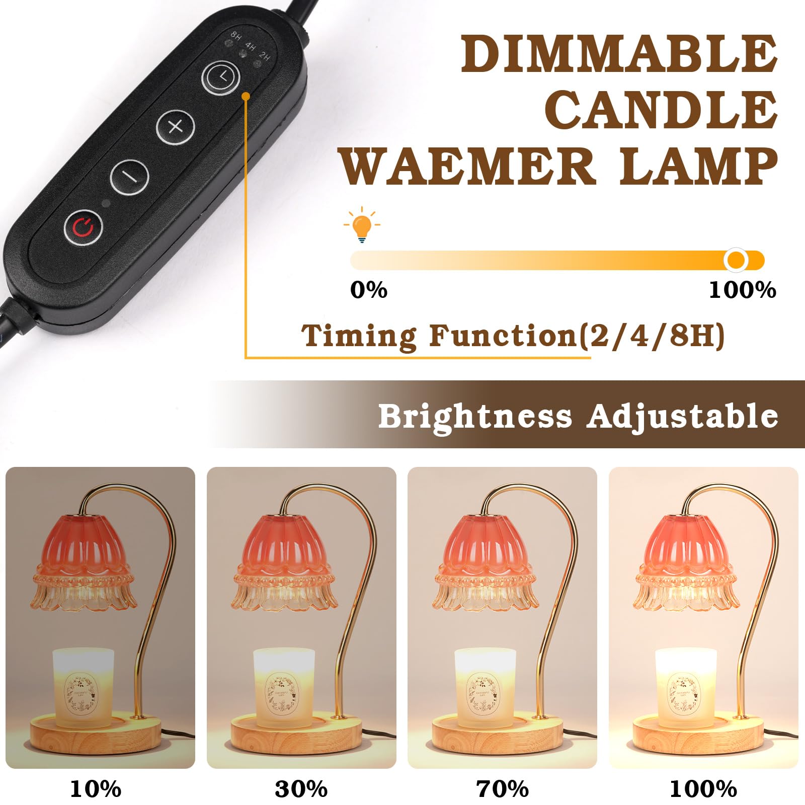 Flower Candle Warmer Lamp with Timer, Dimmable Candle Lamp Warmer, Christmas Birthday Gift for Women Mom, House Warming for New Home Decor, Lotus Wax Melt Warmer for Jar Candles