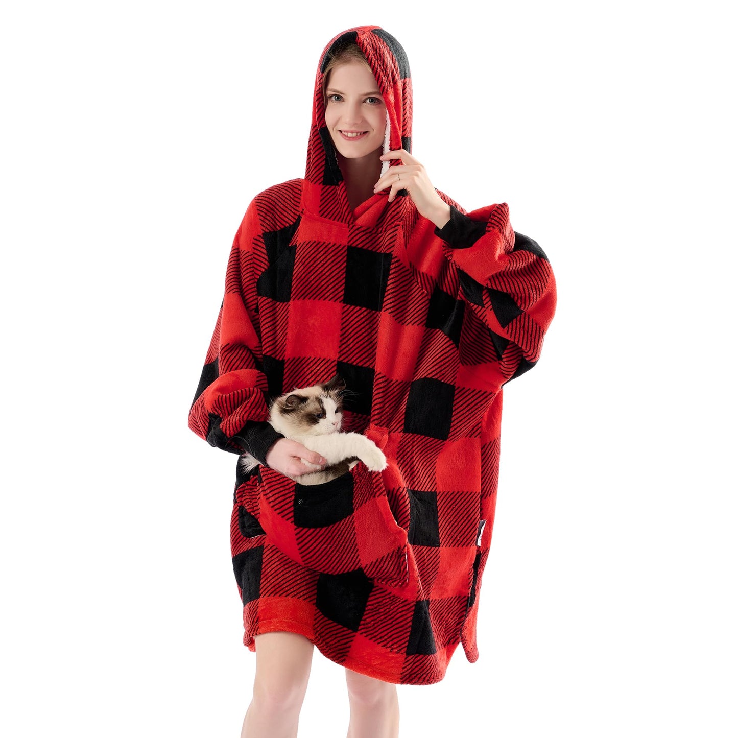 Krifey Wearable Blanket Hoodie, Oversized Sherpa Fleece Sweatshirt with Giant Pocket, Birthday Gifts for Women, Warm Christmas Gift for Mom, Wife, or Girlfriend