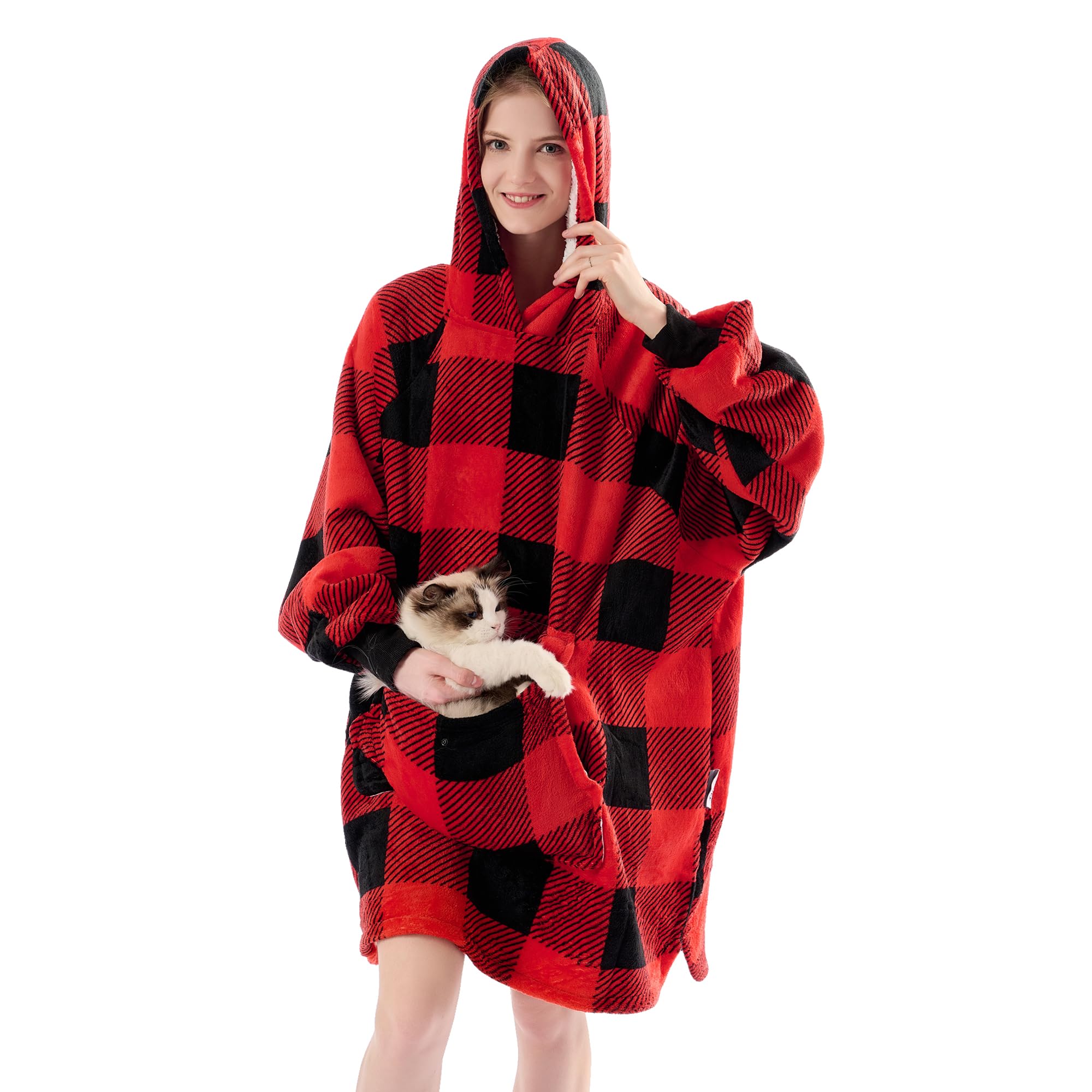 Krifey Wearable Blanket Hoodie, Oversized Sherpa Fleece Sweatshirt with Giant Pocket, Birthday Gifts for Women, Warm Christmas Gift for Mom, Wife, or Girlfriend