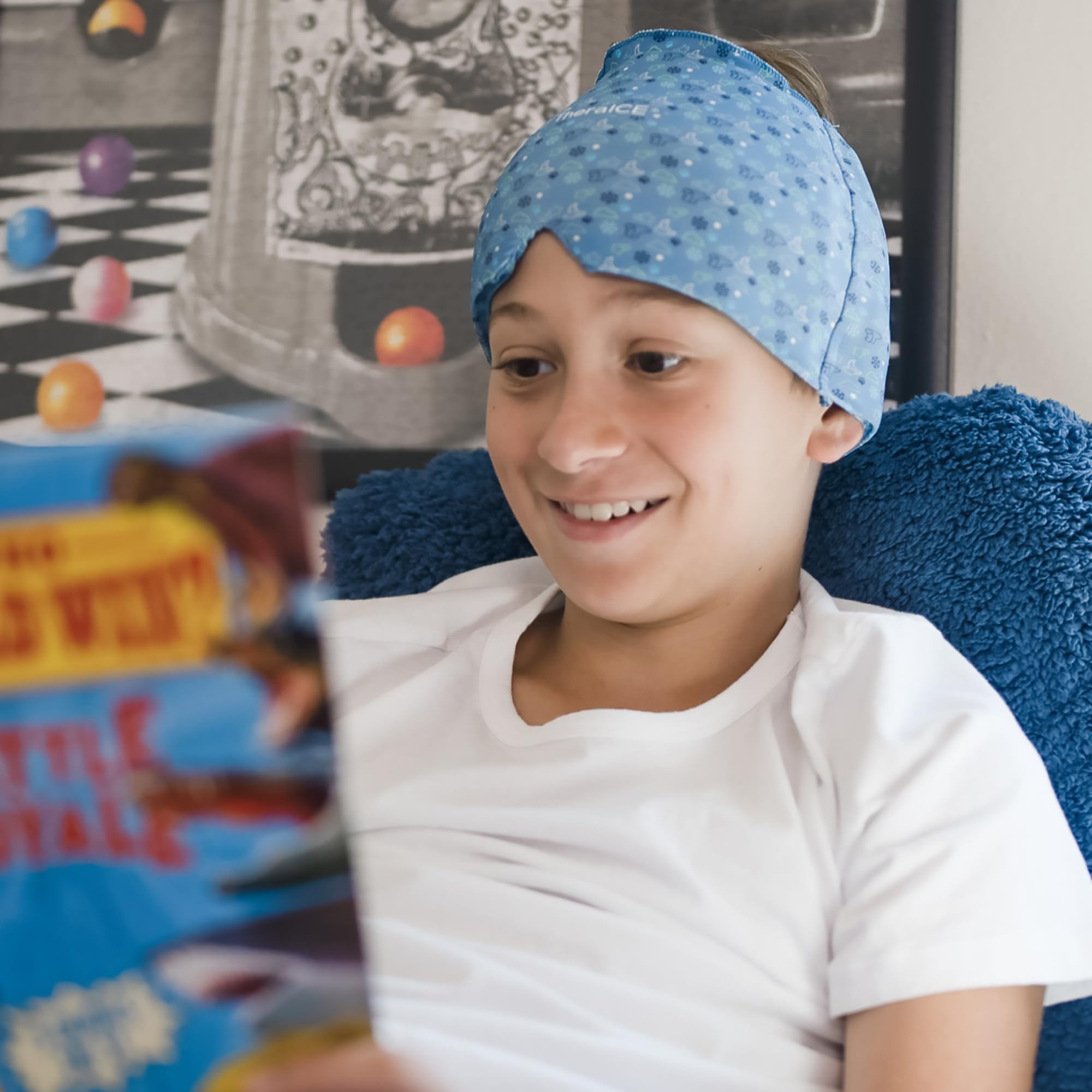 TheraICE Headache Relief Cap, Migraine Ice Pack Mask Products, Women Cooling Gel Hat, Face Cold Compress Head Wrap for Her Stress. Great Birthday Gift for Mom, Sister, Grandma, Girlfriend, & Teacher