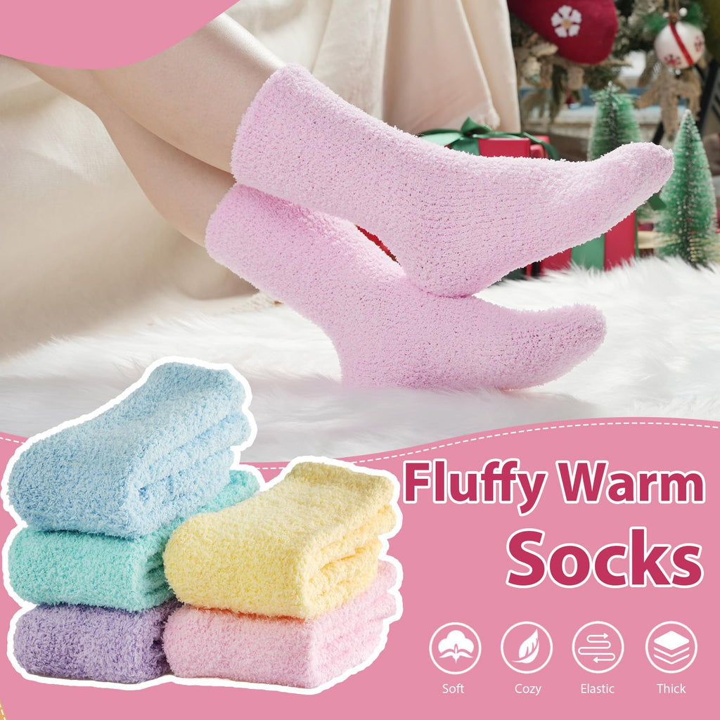 Fuzzy Socks for Women Gifts, Fluffy Cozy Plush Soft Slipper Socks for Fall Winter Christmas Warm Sleeping Home 5/6 Pairs