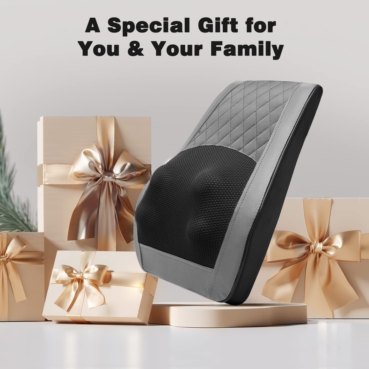 Boriwat Back Massager with Heat, 3D Kneading Massage Pillow for Back, Neck, Shoulder, Leg Pain Relief Deep Tissue, Gifts for Women Men Mom Dad