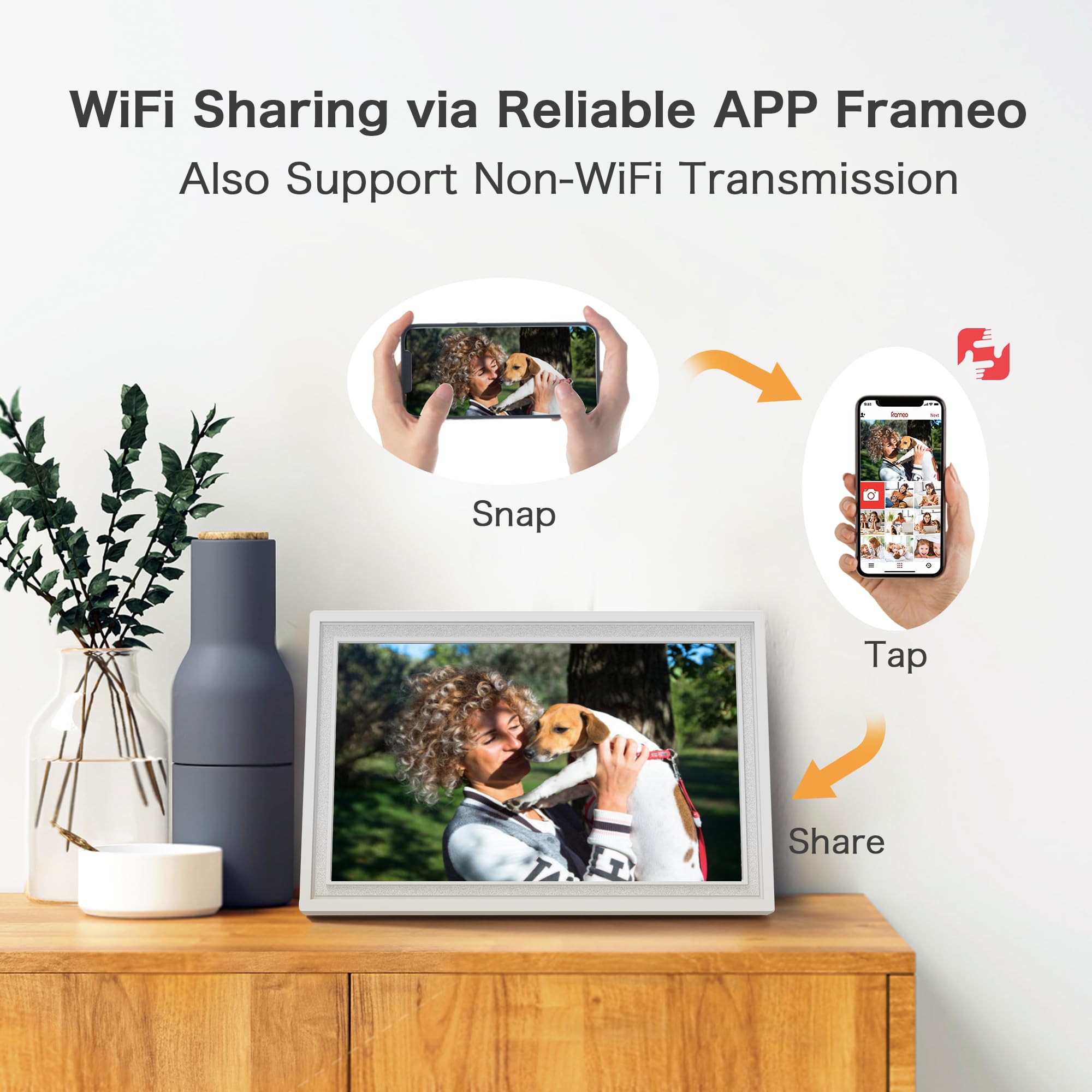 Digital Picture Frame, 10.1'' Frameo Digital Frame Wifi, 32GB Memory, 1280*800 HD Touch Screen Digital Photo Frame, Wall Mountable, Auto-Rotate, Share Instantly, Wedding, Birthday Gifts for Women, Mom