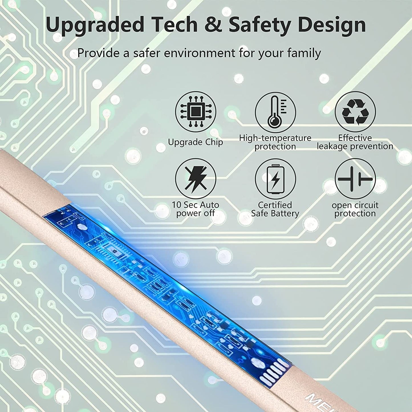 MEIRUBY Electric Candle Lighter, Christmas Stocking Stuffers Gifts for Women Mom Men Wife Sister, USB Arc Rechargeable Windproof Long Lighter for Candle BBQ Housewarming Birthday Gifts Idals