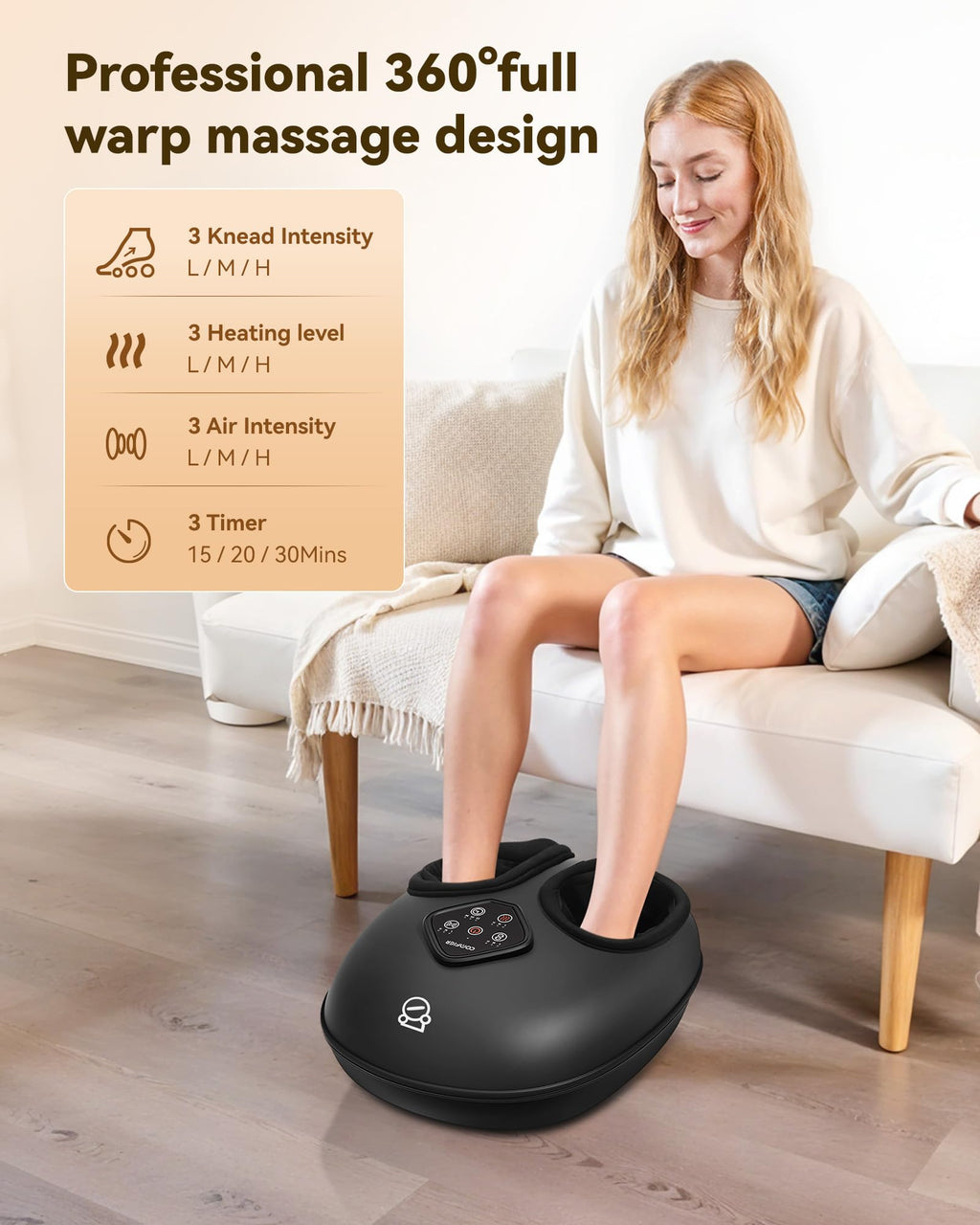 COMFIER Shiatsu Foot Massager with Heat,Vibration,Rolling Compression,FSA Eligible Feet Massager Machine for Plantar Fasciitis,Neuropathy Pain, Fits Size up to 13“,Christmas Gifts for Women,Men,HSA