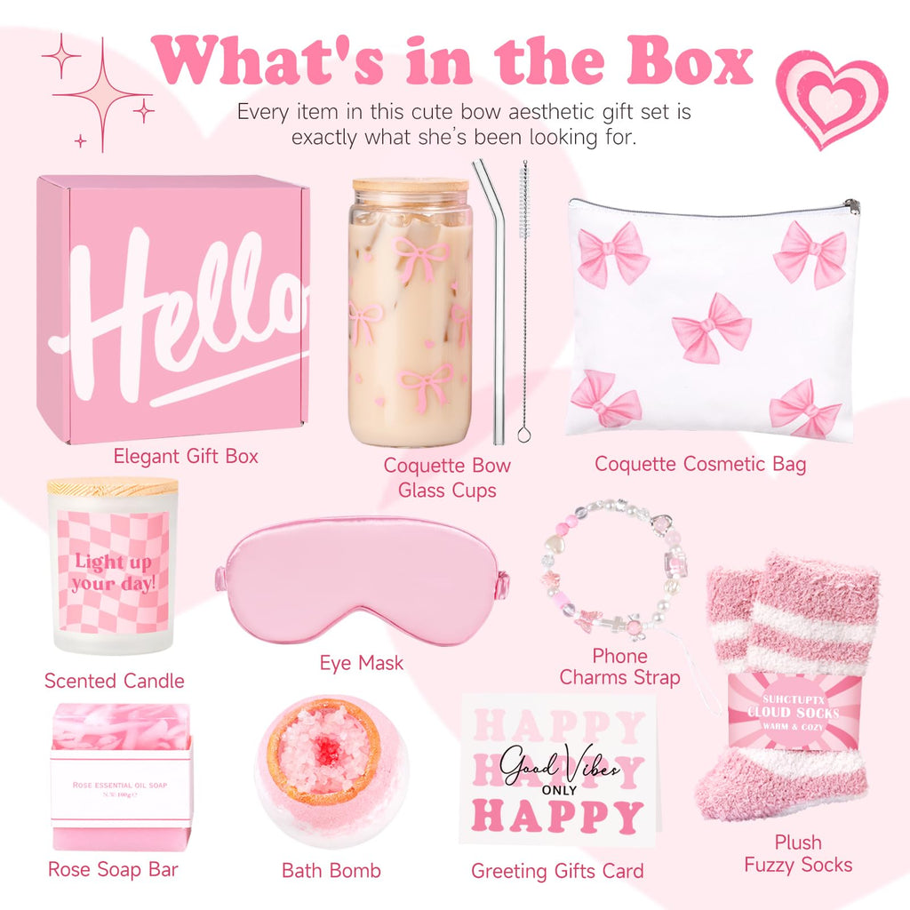 Gift Baskets for Women, 9pcs Unique Happy Birthday Gifts for Women, Best Mothers Day Christmas Gifts Get Well Soon Basket Appreciation Ideas Box w/Tumbler Her Mom Sister Friend Friendship Teacher