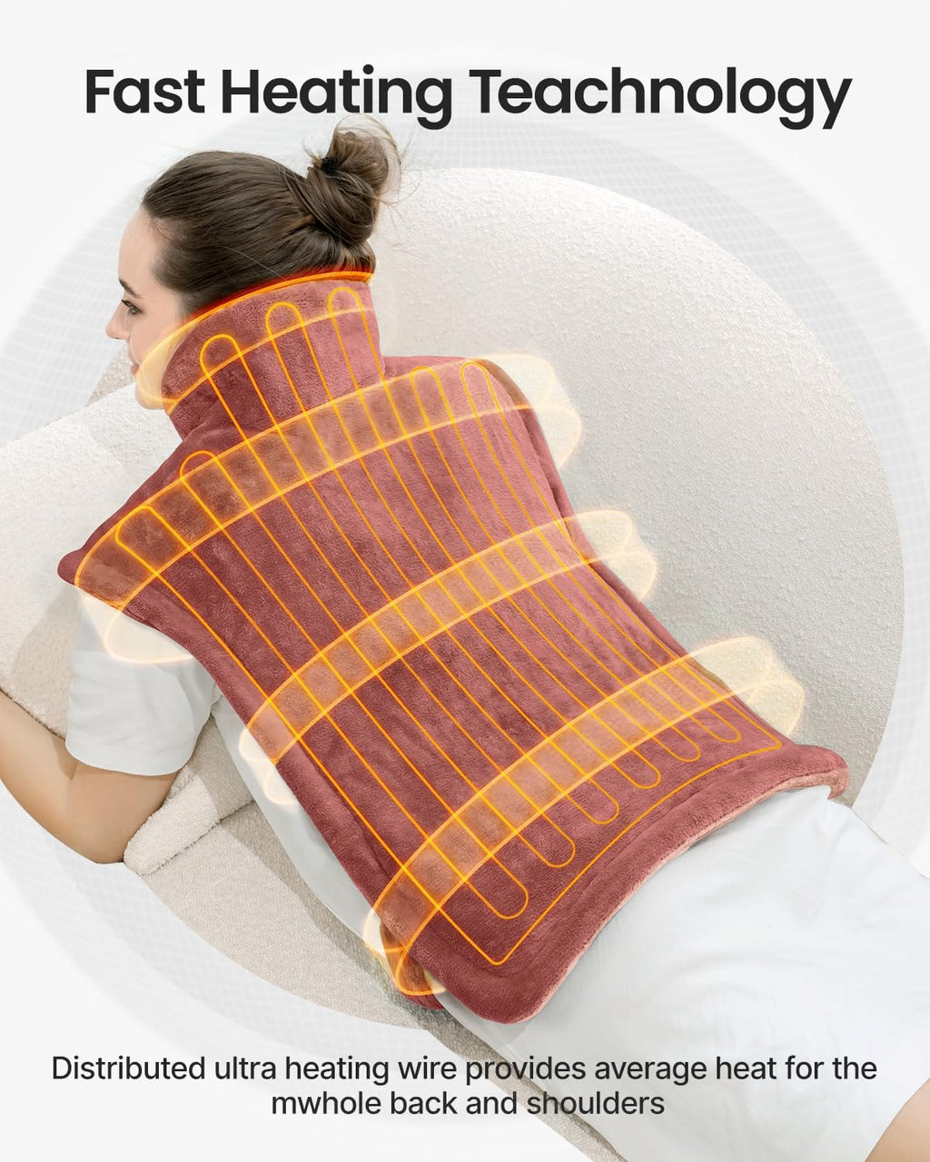 RENPHO Electric Heating Pad for Back, Birthday Christmas Gifts for Women Men Mom Dad Elderly, FSA Eligible Items Only List, Large Heat Pad for Neck Shoulders, 24"x33", ETL Certified, Gray