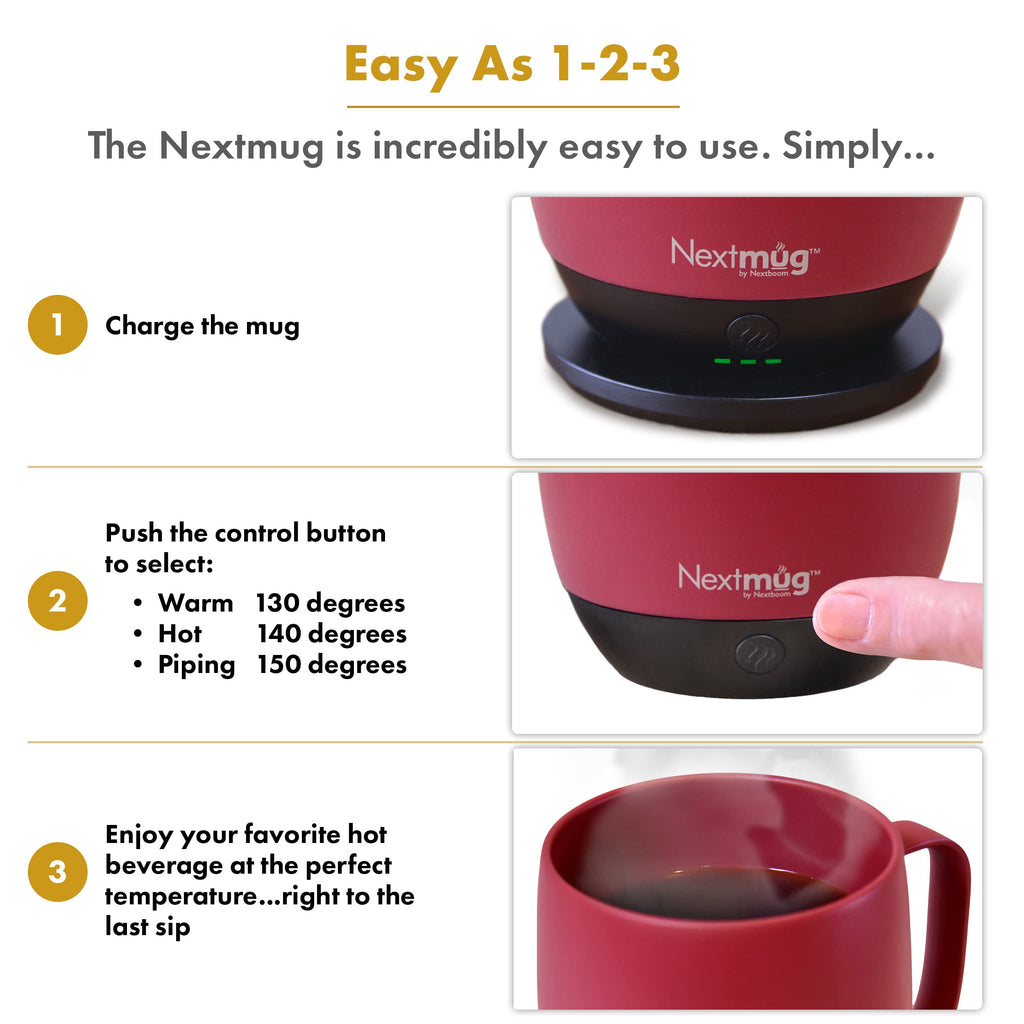 Nextmug - Temperature-Controlled, Self-Heating Coffee Mug (Black - 14 oz.)