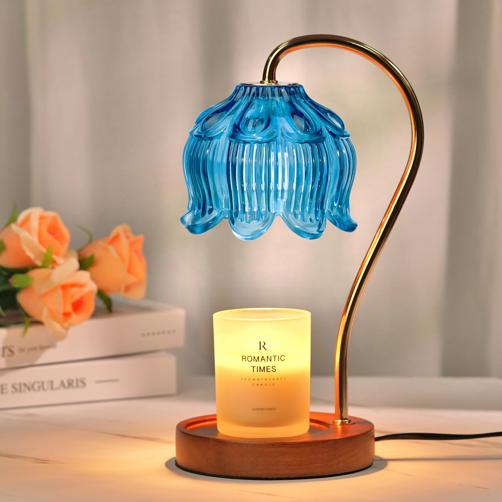 Flower Candle Warmer Lamp with Timer, Dimmable Candle Lamp Warmer, Christmas Birthday Gift for Women Mom, House Warming for New Home Decor, Lotus Wax Melt Warmer for Jar Candles