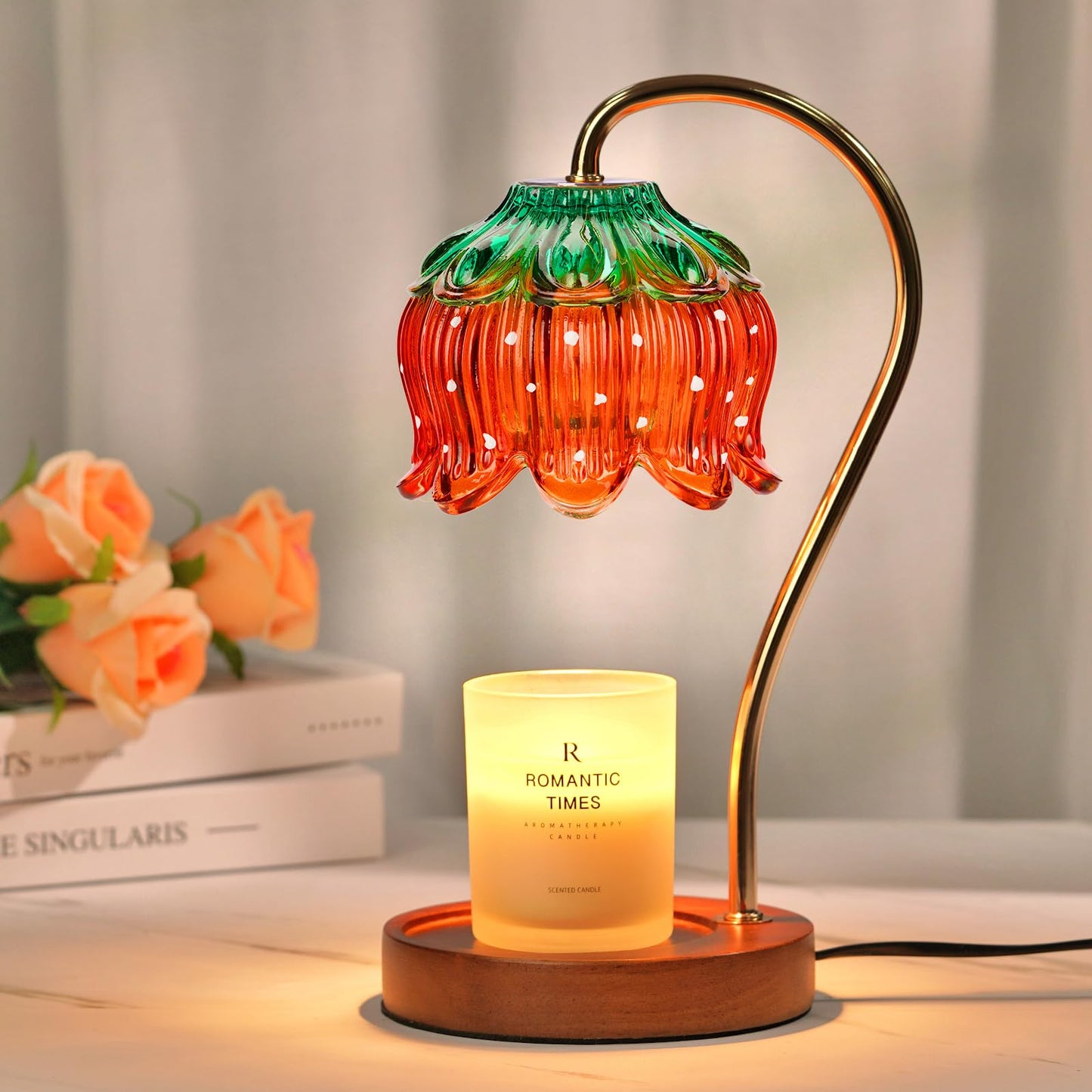 Flower Candle Warmer Lamp with Timer, Dimmable Candle Lamp Warmer, Christmas Birthday Gift for Women Mom, House Warming for New Home Decor, Lotus Wax Melt Warmer for Jar Candles