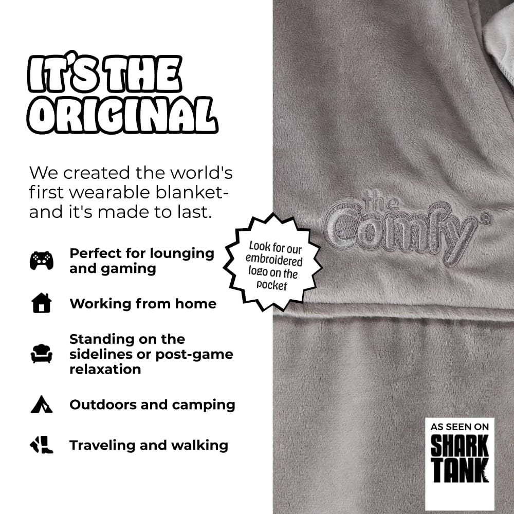 THE COMFY Original | Sherpa Lined Microfiber Fleece Wearable Blanket, Oversized Design with Hood and Pocket from Shark Tank