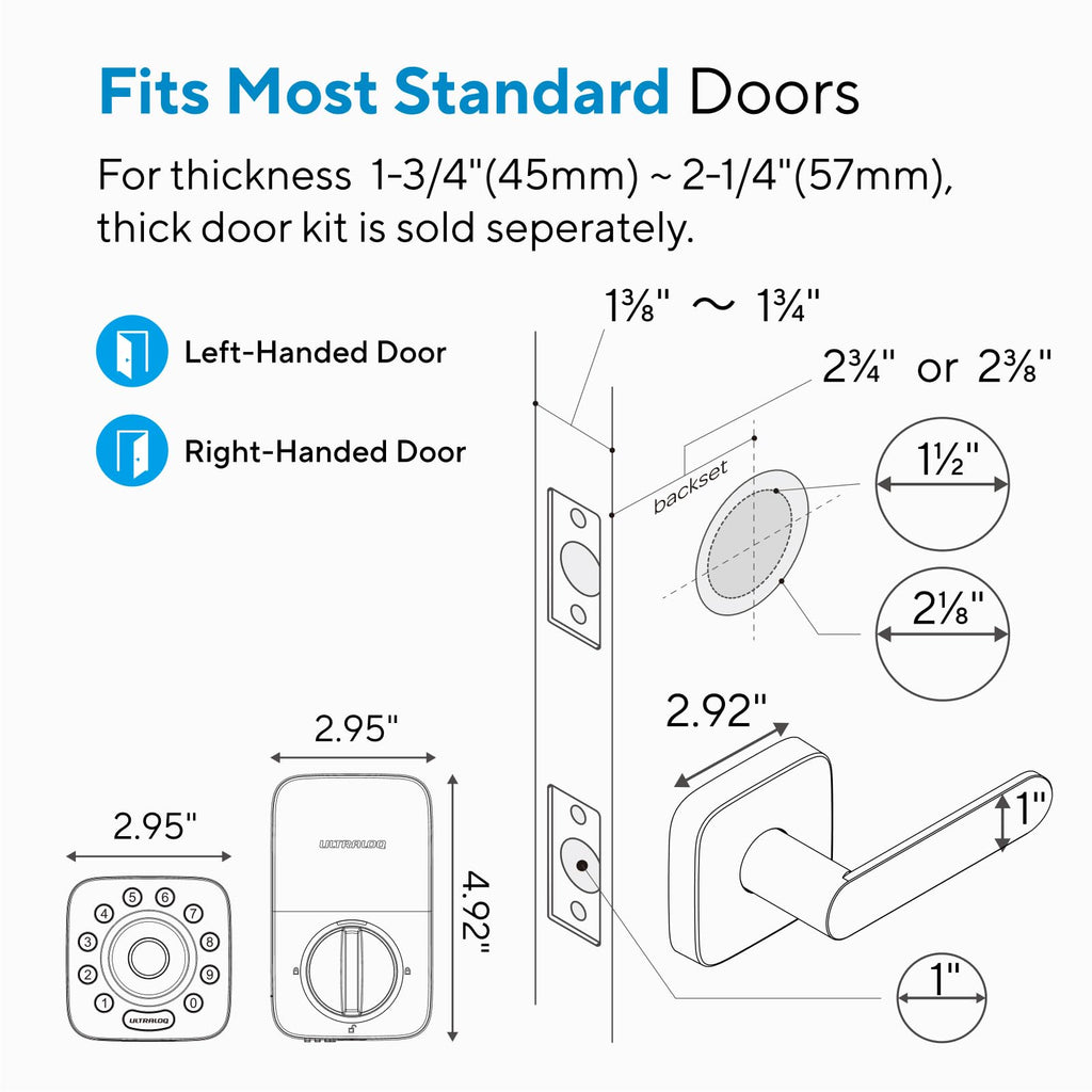 ULTRALOQ U-Bolt Pro WiFi Smart Lock with Handle, Fingerprint Smart Front Door Lock Set with Sensor, Keyless Entry Deadbolt with 2 Lever Handles, Auto Unlock, App Control, ANSI Grade 1, Easy Install