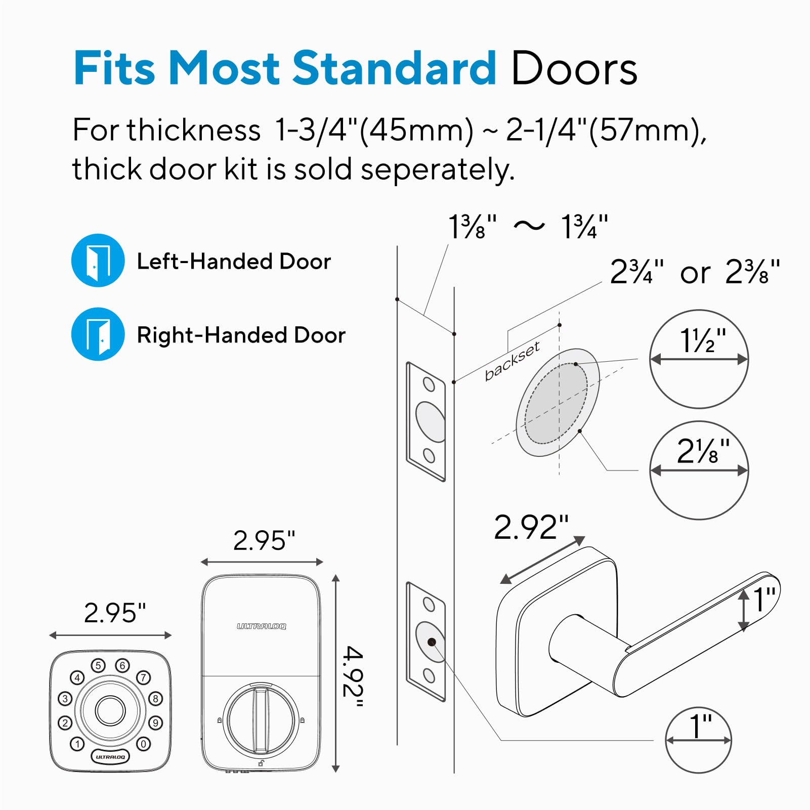 ULTRALOQ U-Bolt Pro WiFi Smart Lock with Handle, Fingerprint Smart Front Door Lock Set with Sensor, Keyless Entry Deadbolt with 2 Lever Handles, Auto Unlock, App Control, ANSI Grade 1, Easy Install