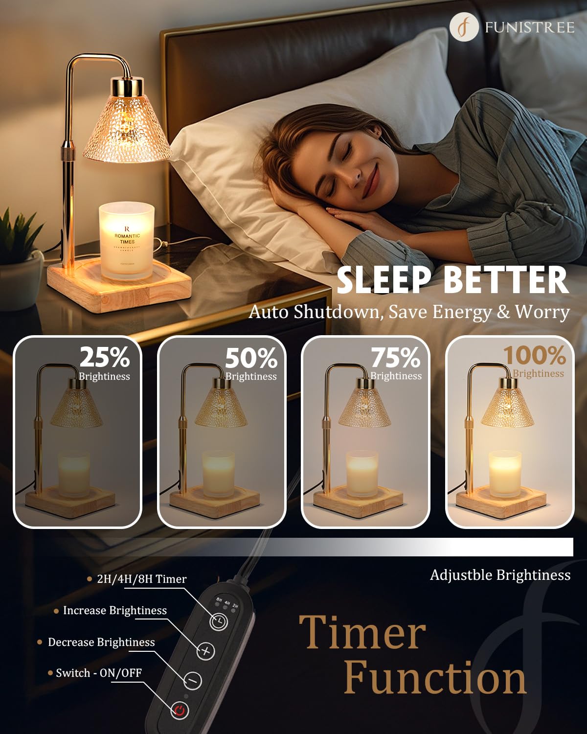 Flower Candle Warmer Lamp with Timer, Dimmable Candle Lamp Warmer, Christmas Birthday Gift for Women Mom, House Warming for New Home Decor, Lotus Wax Melt Warmer for Jar Candles