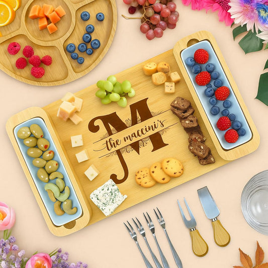 Charcuterie Board Gift Set - Bamboo Cheese Board and Knife Set - Housewarming Gifts for New Home, Wedding Gifts for Couples 2025, Bridal Shower Gifts, Birthday Gifts for Women