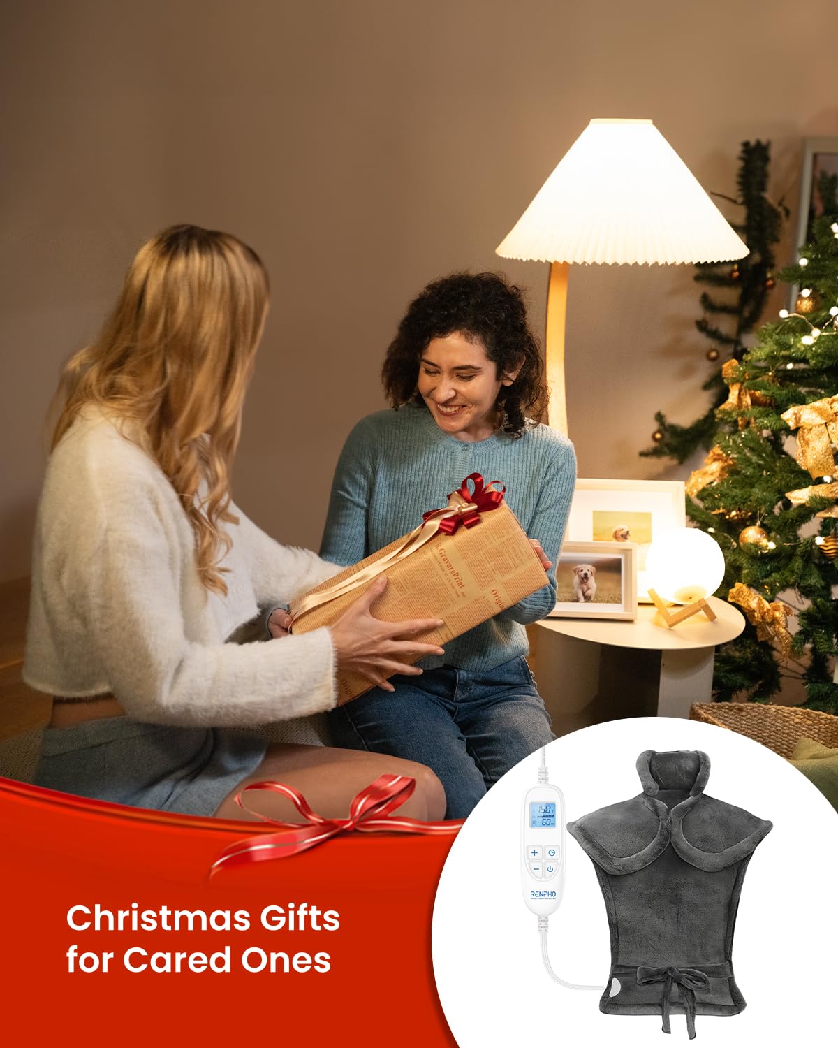 RENPHO Electric Heating Pad for Back, Birthday Christmas Gifts for Women Men Mom Dad Elderly, FSA Eligible Items Only List, Large Heat Pad for Neck Shoulders, 24"x33", ETL Certified, Gray