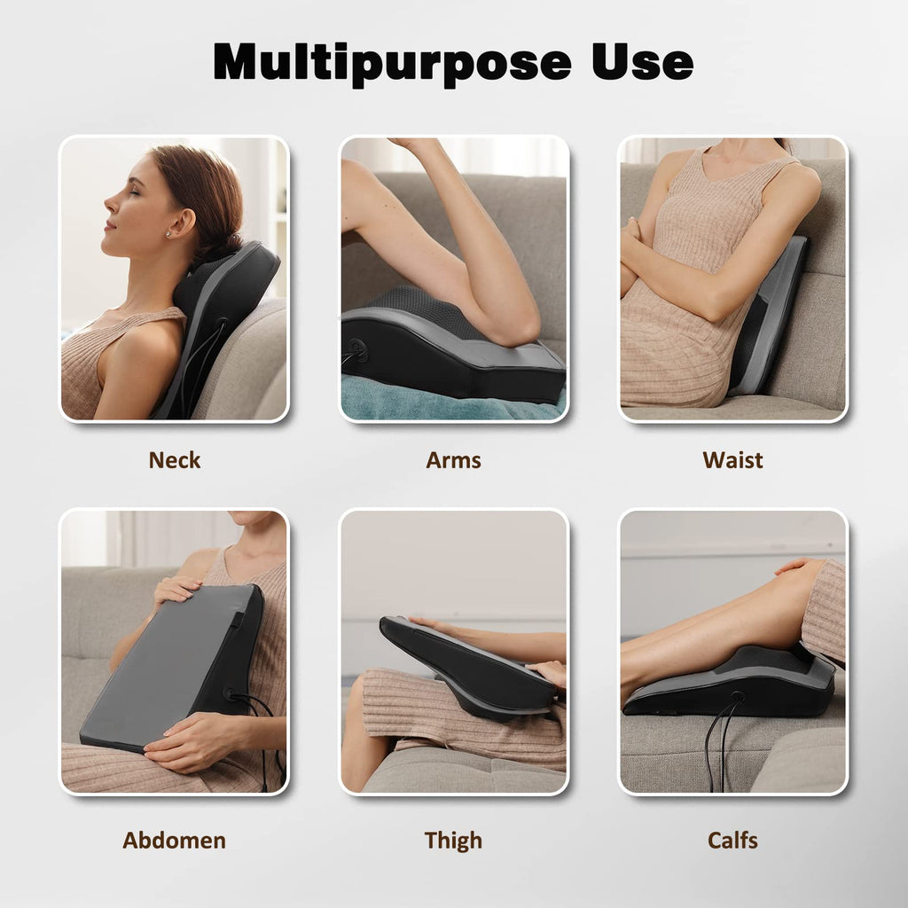 Boriwat Back Massager with Heat, 3D Kneading Massage Pillow for Back, Neck, Shoulder, Leg Pain Relief Deep Tissue, Gifts for Women Men Mom Dad