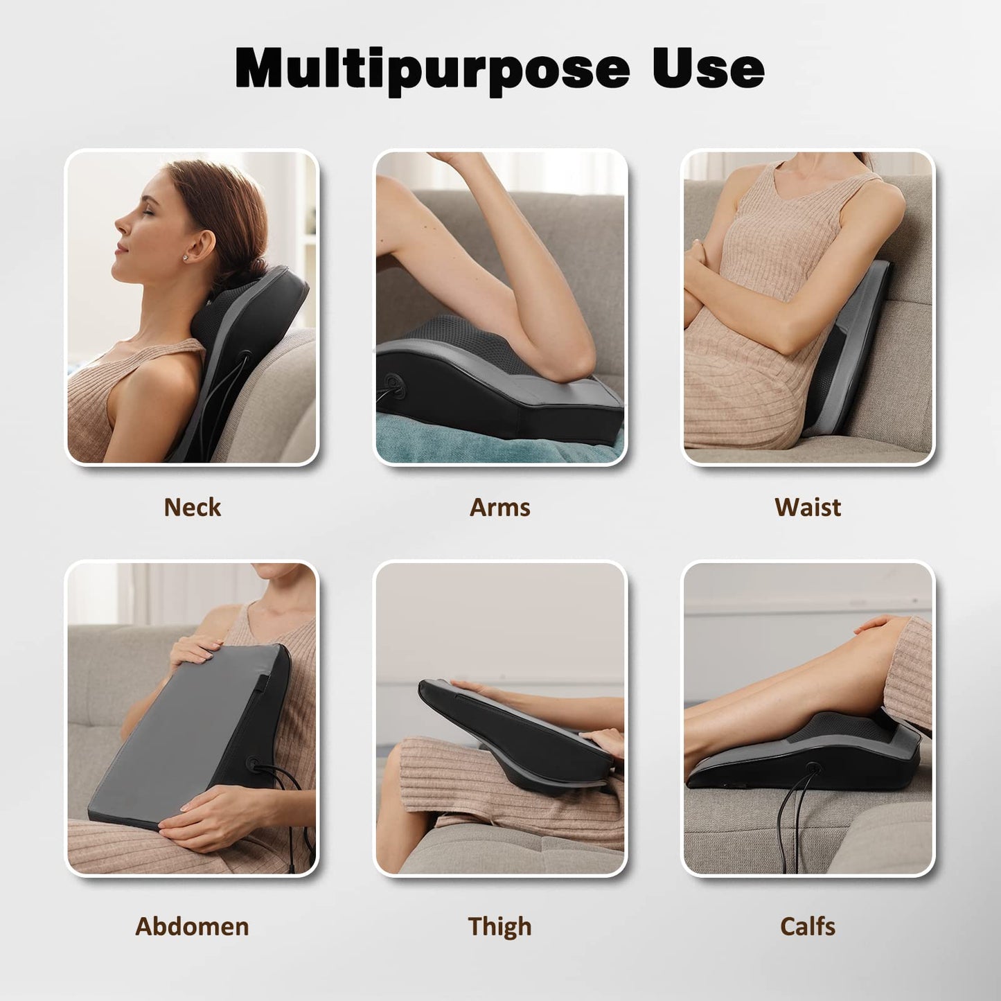 Boriwat Back Massager with Heat, 3D Kneading Massage Pillow for Back, Neck, Shoulder, Leg Pain Relief Deep Tissue, Gifts for Women Men Mom Dad