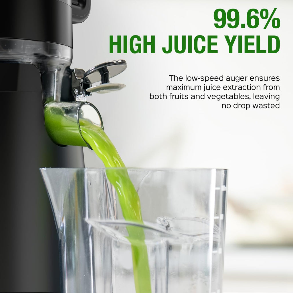 Juicer Machines, TUUMIIST Cold Press Juicer with 5.3" Extra Large Feed Chute Fit Whole Fruits & Vegetables Easy to Clean, High Juice Yield, BPA Free (Black)