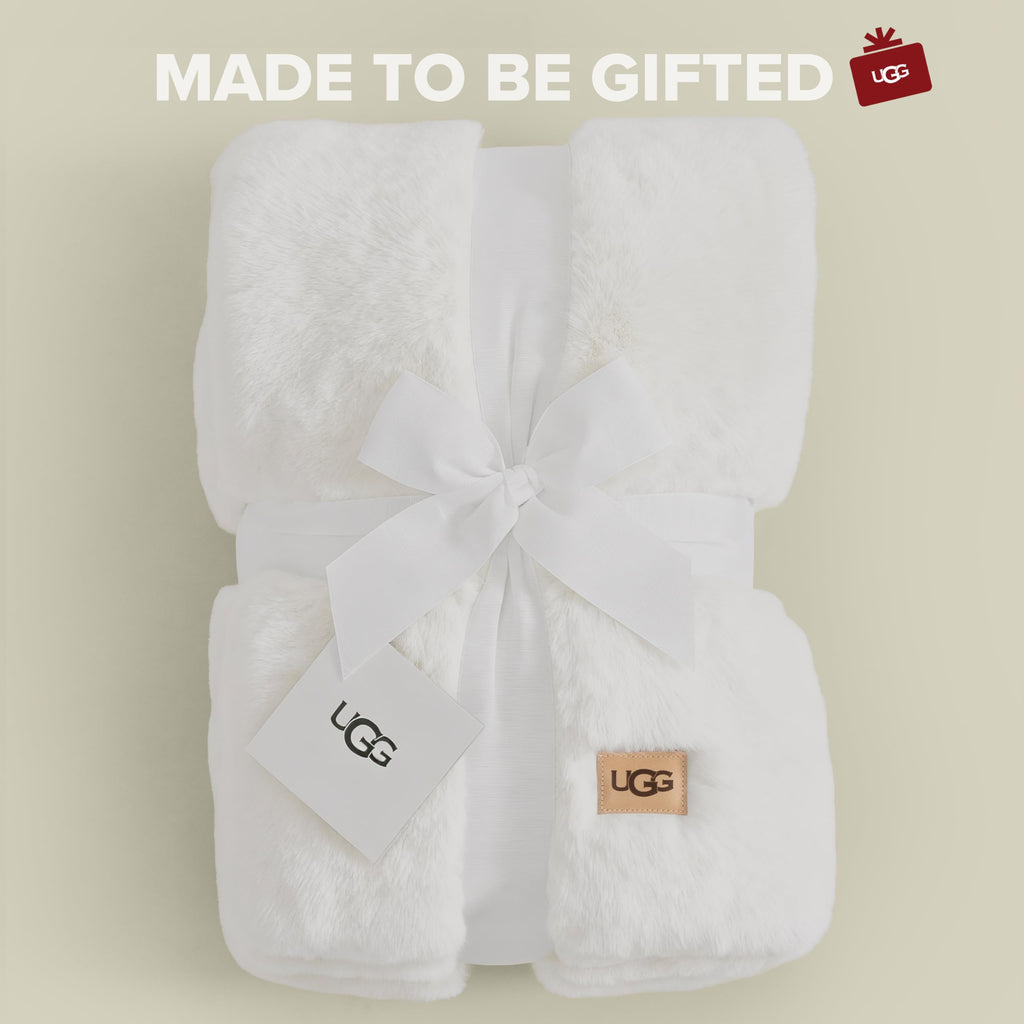 UGG Plush Faux Fur Throw Blanket Reversible Medium Weight Luxury Soft Throw Blankets for Bed or Chair, Hypoallergenic, Machine Washable, Home Decor, 50-inch x 70-inch, Charcoal Dark Grey (Euphoria)