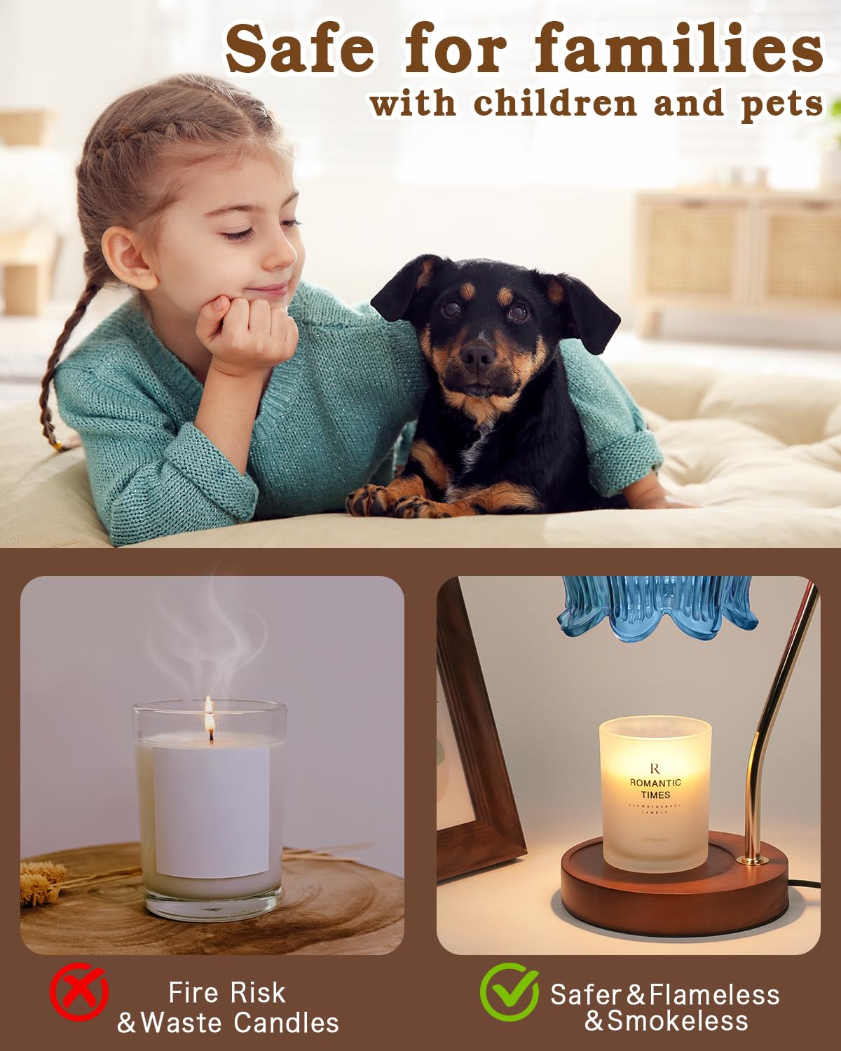 Flower Candle Warmer Lamp with Timer, Dimmable Candle Lamp Warmer, Christmas Birthday Gift for Women Mom, House Warming for New Home Decor, Lotus Wax Melt Warmer for Jar Candles