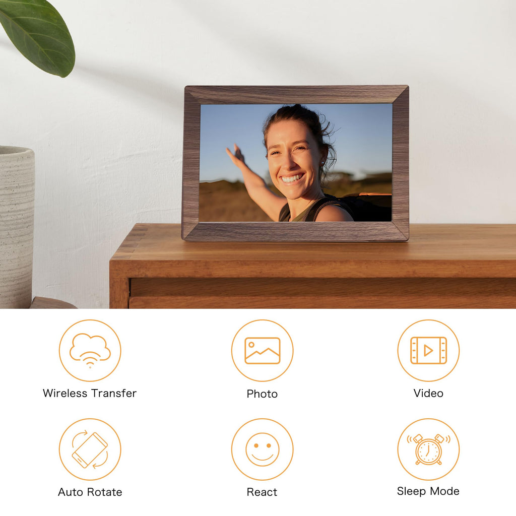 Digital Picture Frame, 10.1'' Frameo Digital Frame Wifi, 32GB Memory, 1280*800 HD Touch Screen Digital Photo Frame, Wall Mountable, Auto-Rotate, Share Instantly, Wedding, Birthday Gifts for Women, Mom