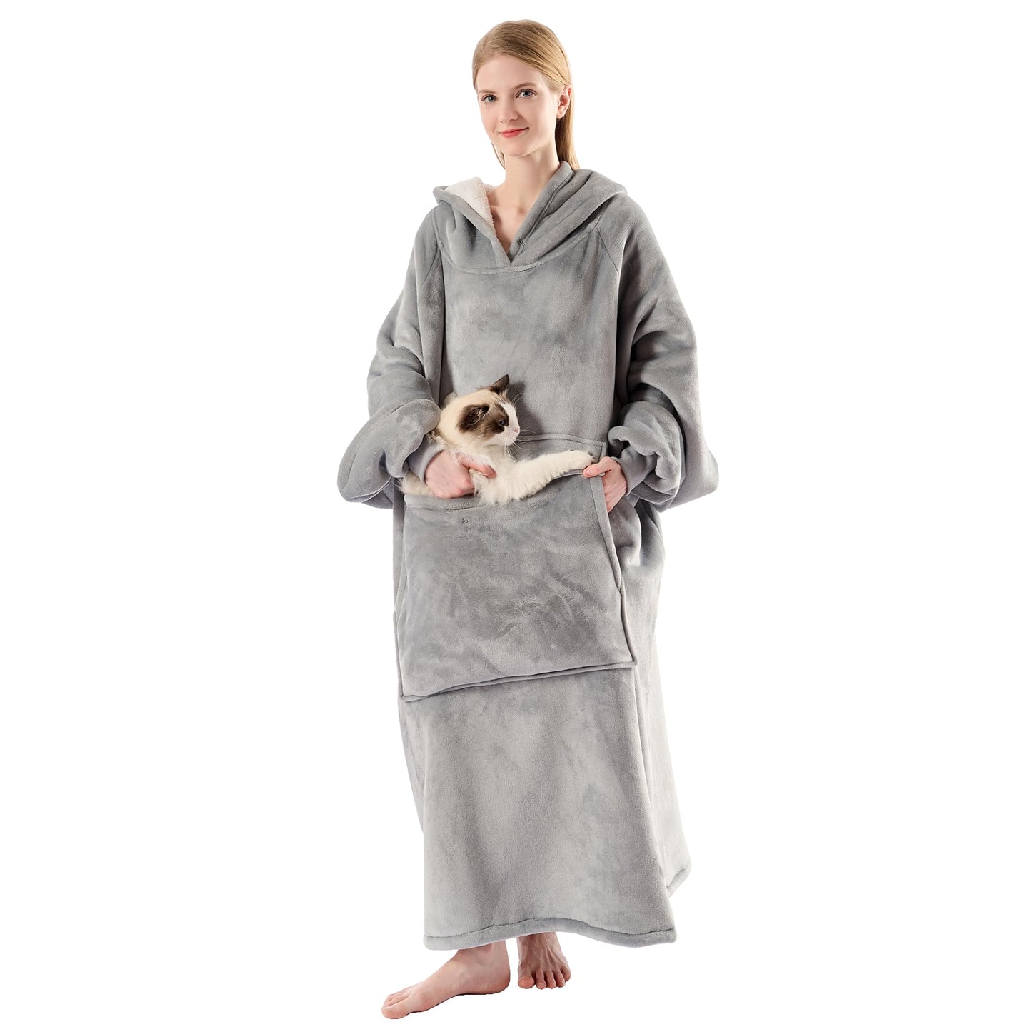 Krifey Wearable Blanket Hoodie, Oversized Sherpa Fleece Sweatshirt with Giant Pocket, Birthday Gifts for Women, Warm Christmas Gift for Mom, Wife, or Girlfriend