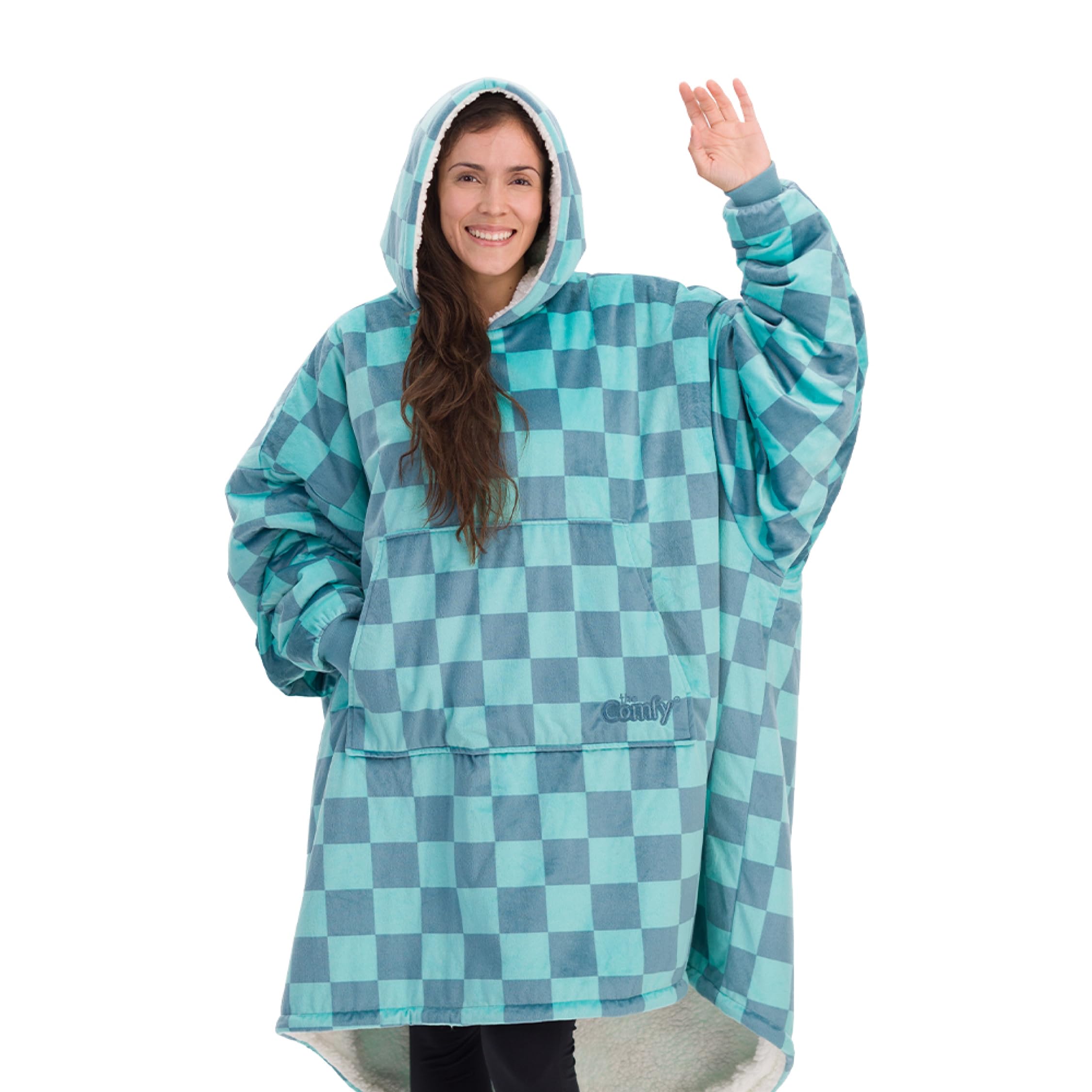 THE COMFY Original | Sherpa Lined Microfiber Fleece Wearable Blanket, Oversized Design with Hood and Pocket from Shark Tank