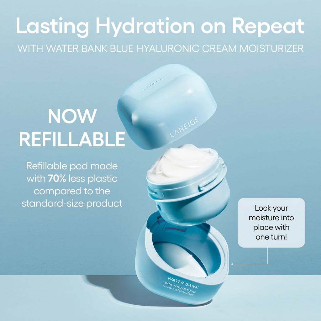 LANEIGE Water Bank Blue Hyaluronic Cream Moisturizer: Hydrating Korean Face Cream with Squalane & Ceramide for Skin Barrier Support, Dermatologist-Tested