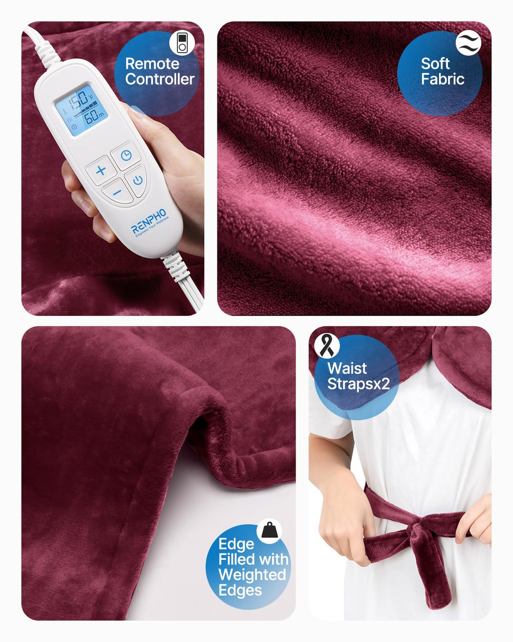 RENPHO Electric Heating Pad for Back, Birthday Christmas Gifts for Women Men Mom Dad Elderly, FSA Eligible Items Only List, Large Heat Pad for Neck Shoulders, 24"x33", ETL Certified, Gray