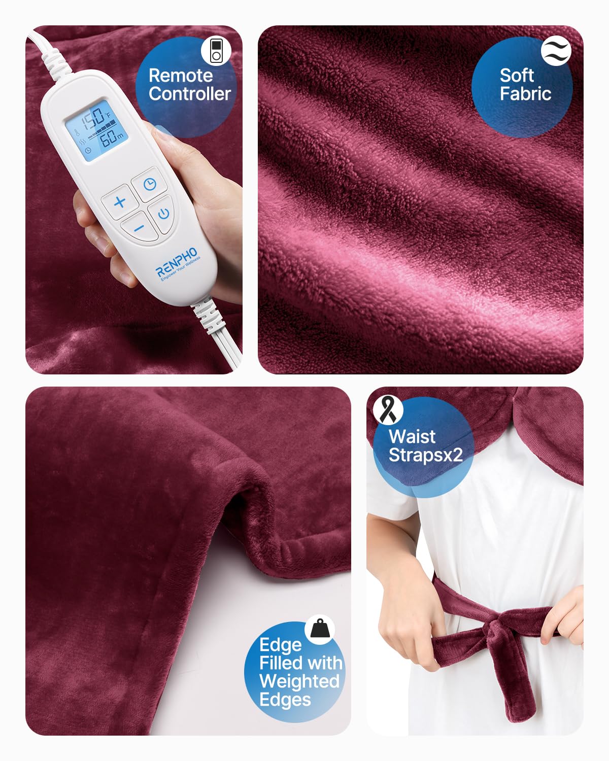 RENPHO Electric Heating Pad for Back, Birthday Christmas Gifts for Women Men Mom Dad Elderly, FSA Eligible Items Only List, Large Heat Pad for Neck Shoulders, 24"x33", ETL Certified, Gray