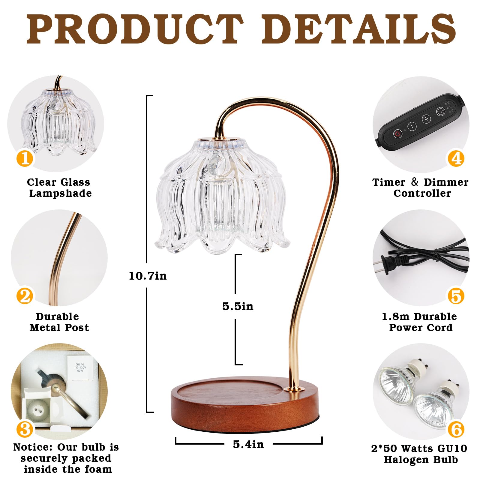 Flower Candle Warmer Lamp with Timer, Dimmable Candle Lamp Warmer, Christmas Birthday Gift for Women Mom, House Warming for New Home Decor, Lotus Wax Melt Warmer for Jar Candles