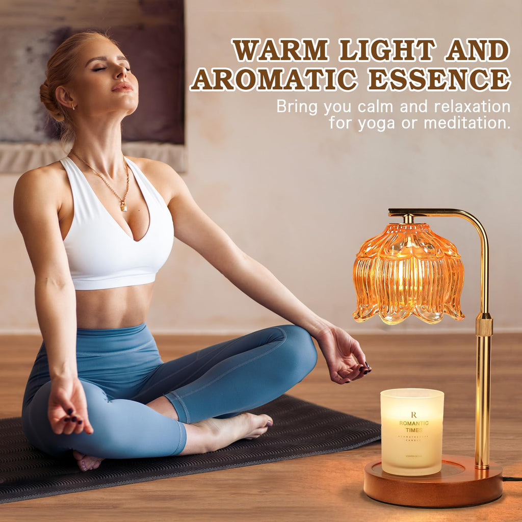 Flower Candle Warmer Lamp with Timer, Dimmable Candle Lamp Warmer, Christmas Birthday Gift for Women Mom, House Warming for New Home Decor, Lotus Wax Melt Warmer for Jar Candles