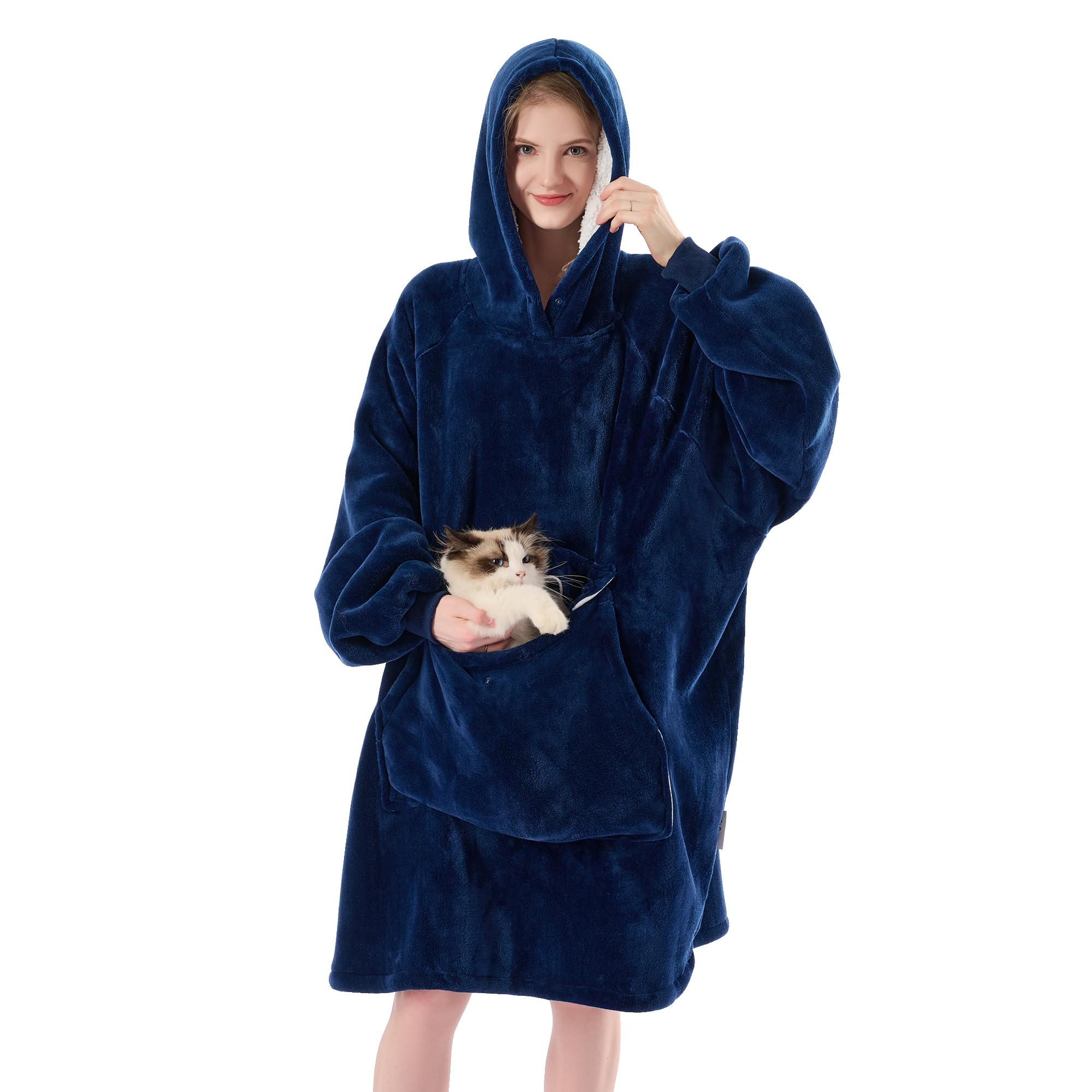 Krifey Wearable Blanket Hoodie, Oversized Sherpa Fleece Sweatshirt with Giant Pocket, Birthday Gifts for Women, Warm Christmas Gift for Mom, Wife, or Girlfriend