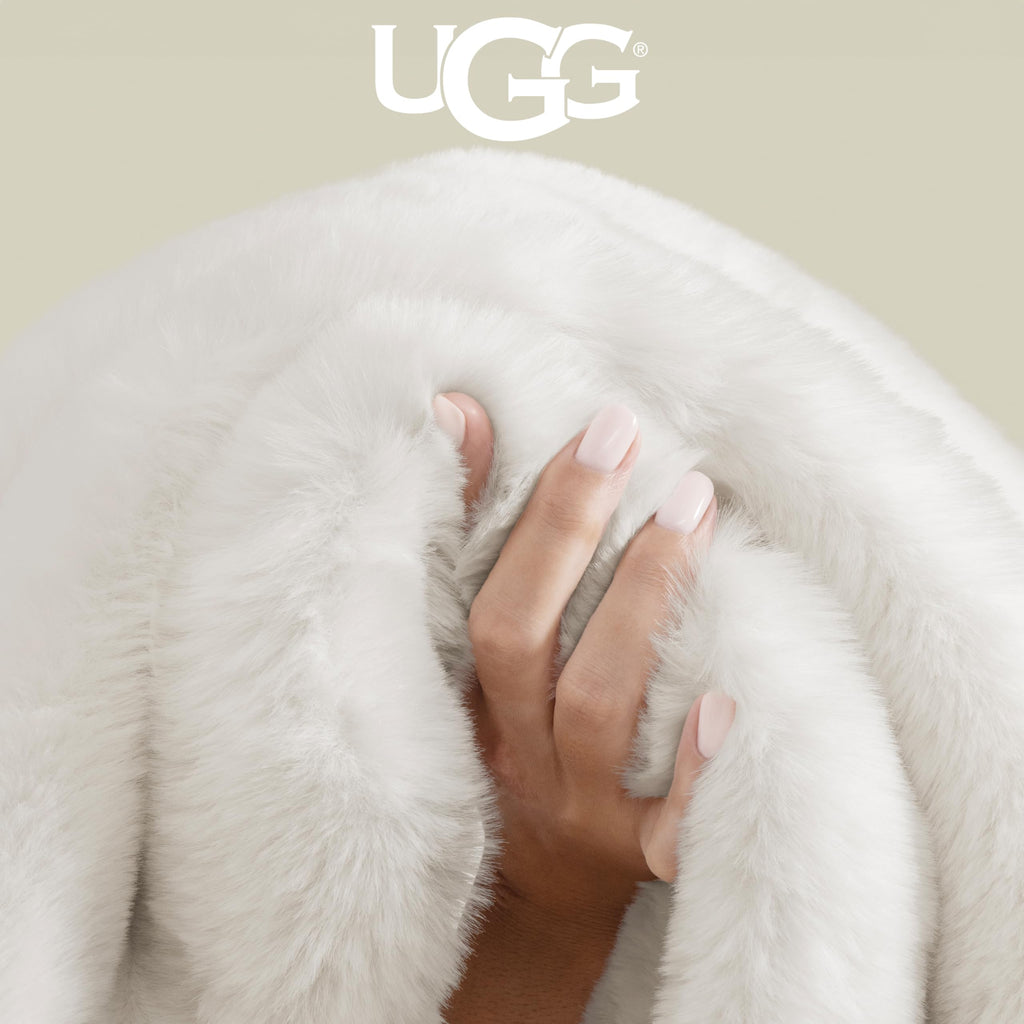 UGG Plush Faux Fur Throw Blanket Reversible Medium Weight Luxury Soft Throw Blankets for Bed or Chair, Hypoallergenic, Machine Washable, Home Decor, 50-inch x 70-inch, Charcoal Dark Grey (Euphoria)