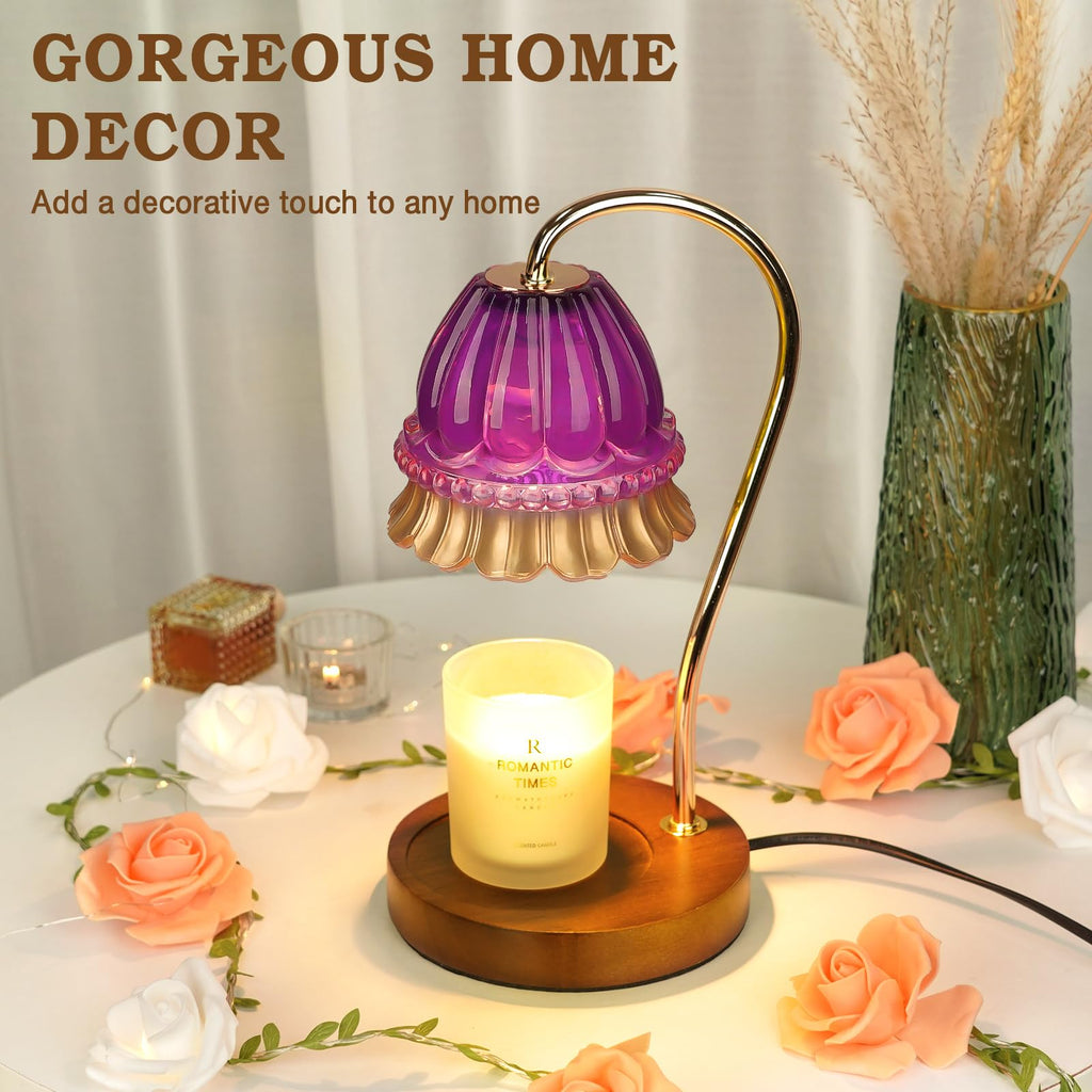 Flower Candle Warmer Lamp with Timer, Dimmable Candle Lamp Warmer, Christmas Birthday Gift for Women Mom, House Warming for New Home Decor, Lotus Wax Melt Warmer for Jar Candles