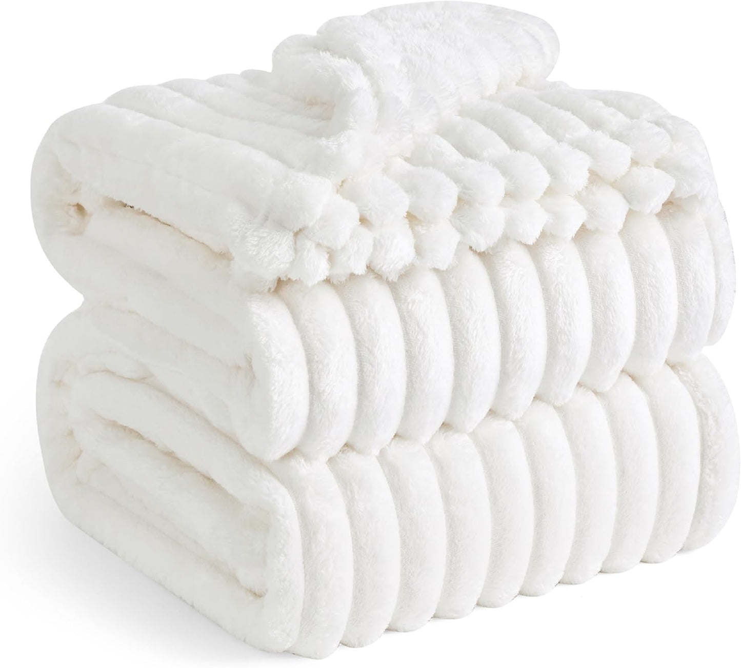 Bedsure GentleSoft White Throw Blanket for Couch - Cozy Blanket for Women, Cute Fleece Throw for Girls, Christmas Birthday Gifts for Women Men Teen, Room Home Boho Fall Decor, Off White, 50x60 Inches