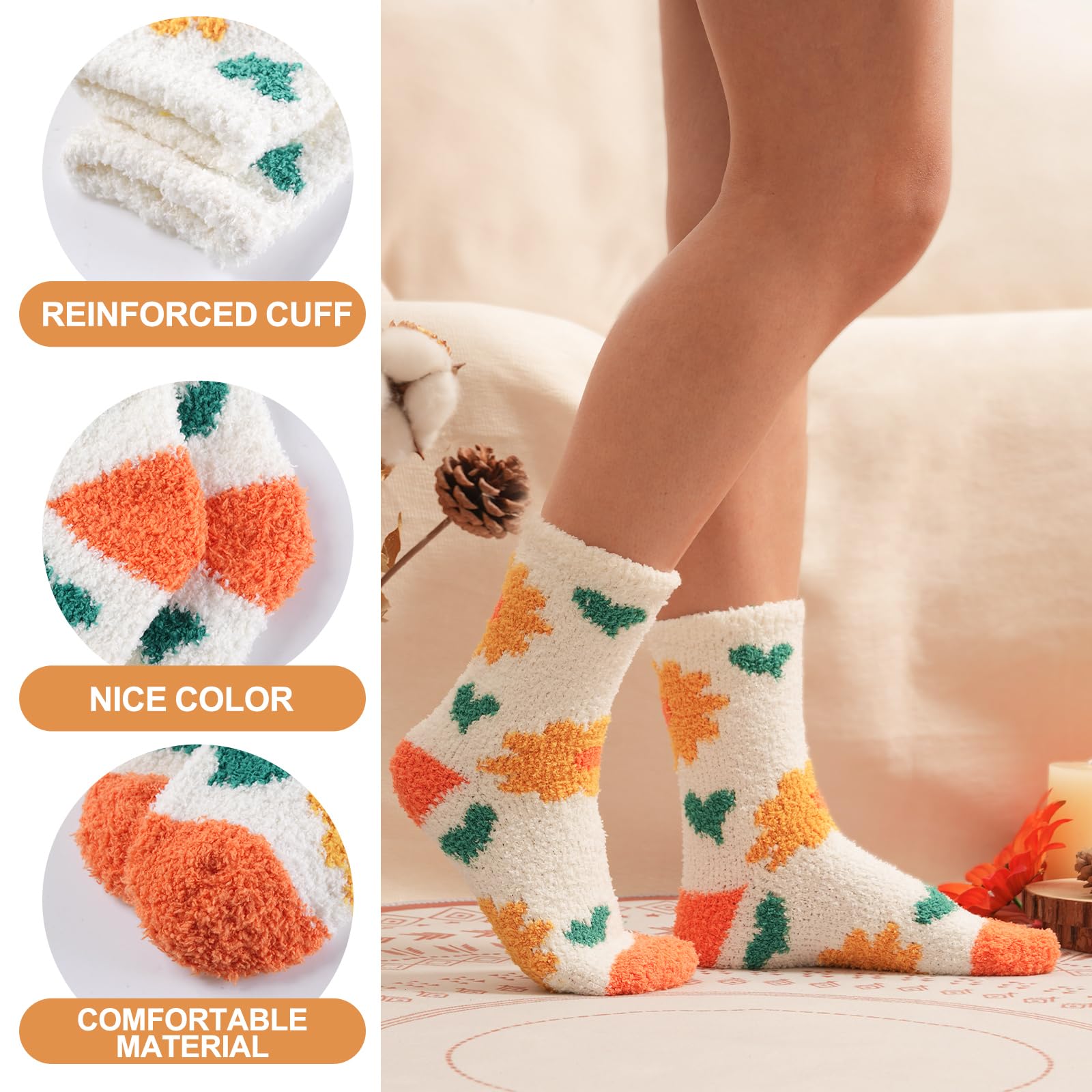 Fuzzy Socks for Women Gifts, Fluffy Cozy Plush Soft Slipper Socks for Fall Winter Christmas Warm Sleeping Home 5/6 Pairs