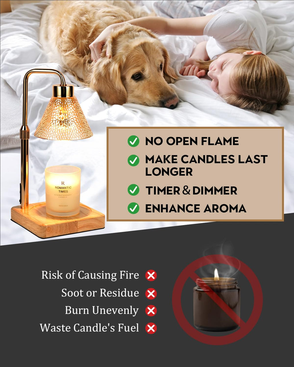 Flower Candle Warmer Lamp with Timer, Dimmable Candle Lamp Warmer, Christmas Birthday Gift for Women Mom, House Warming for New Home Decor, Lotus Wax Melt Warmer for Jar Candles