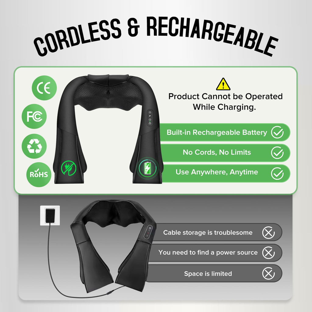 AERLANG Shiatsu Back and Neck Massager, Back Massager Deep Tissue Kneading Neck and Shoulder Massage with Heat, Electric Massage Pillow Fathers Day Gift Ideas from Daughter Son(NOT Cordless)