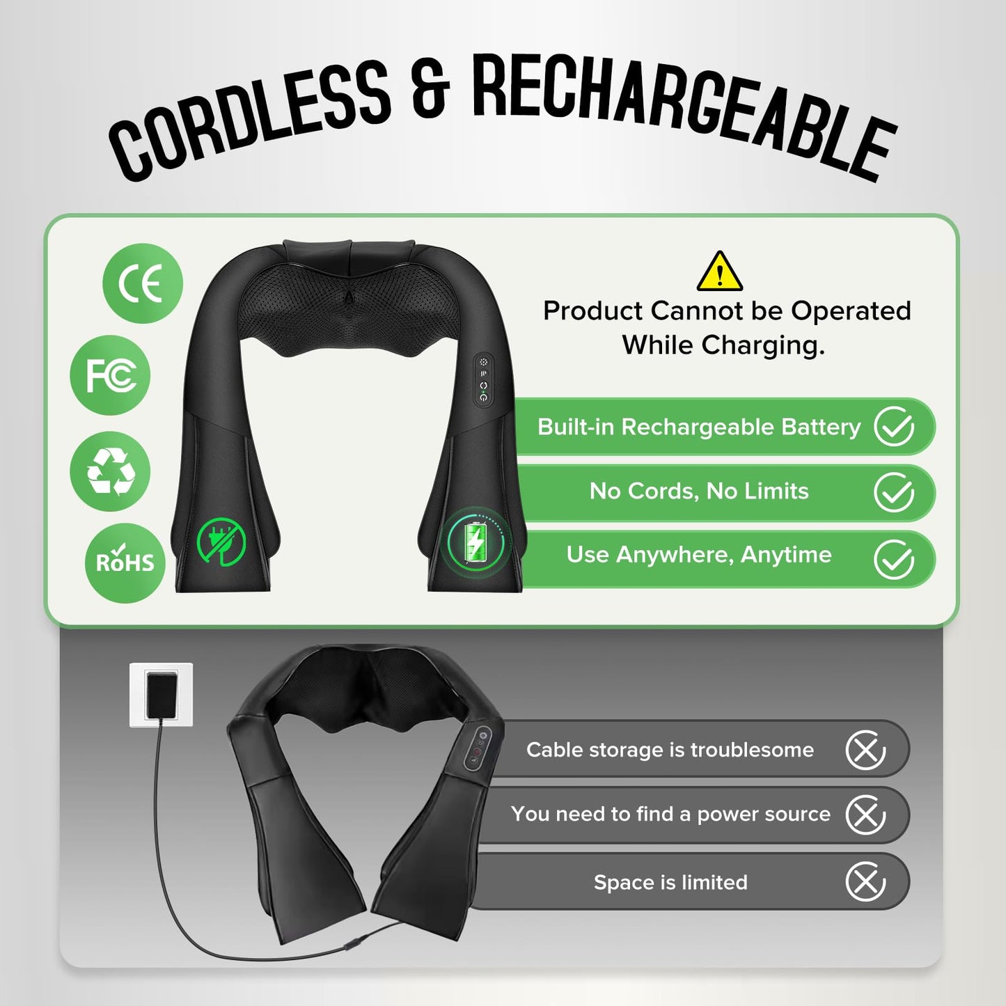 AERLANG Shiatsu Back and Neck Massager, Back Massager Deep Tissue Kneading Neck and Shoulder Massage with Heat, Electric Massage Pillow Fathers Day Gift Ideas from Daughter Son(NOT Cordless)