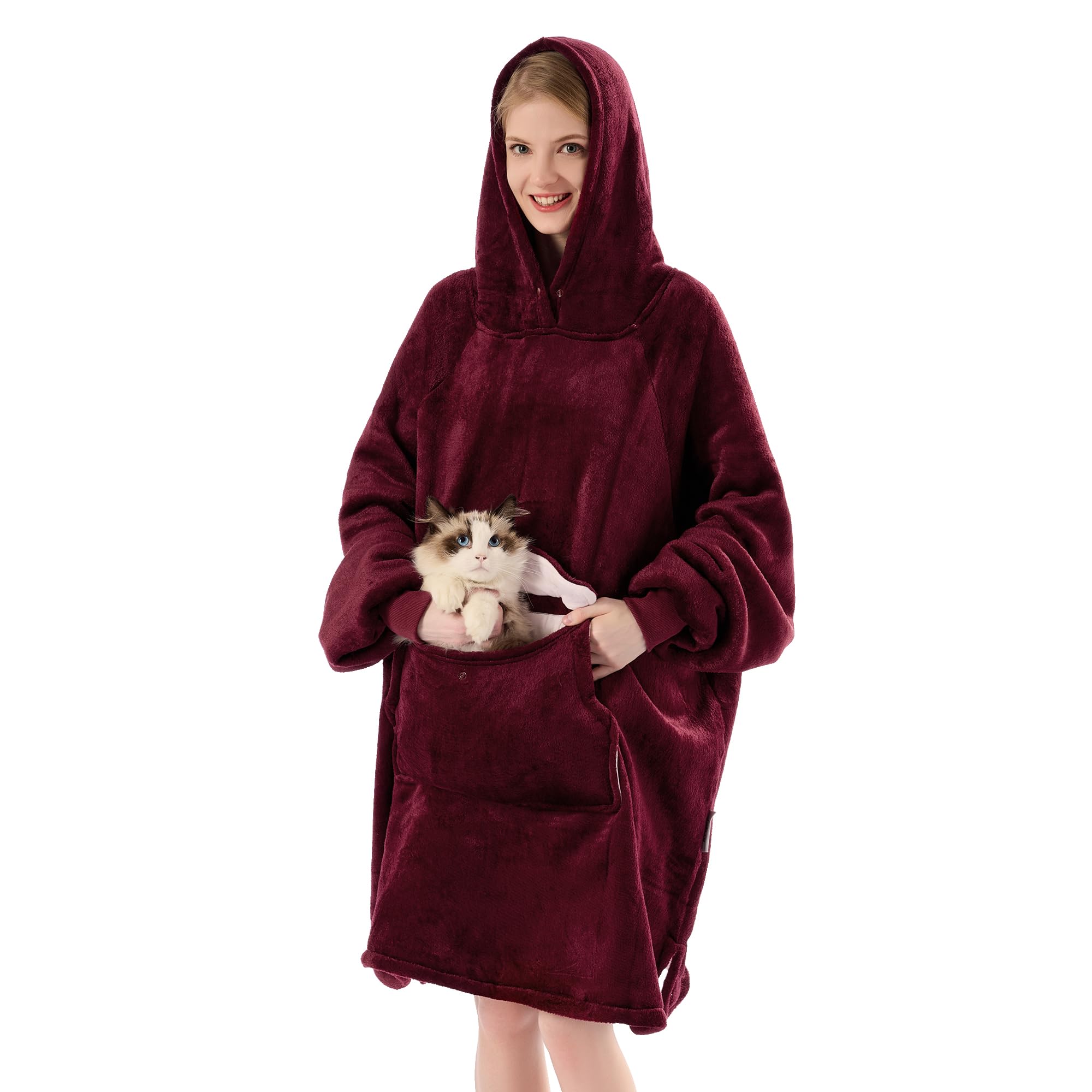 Krifey Wearable Blanket Hoodie, Oversized Sherpa Fleece Sweatshirt with Giant Pocket, Birthday Gifts for Women, Warm Christmas Gift for Mom, Wife, or Girlfriend