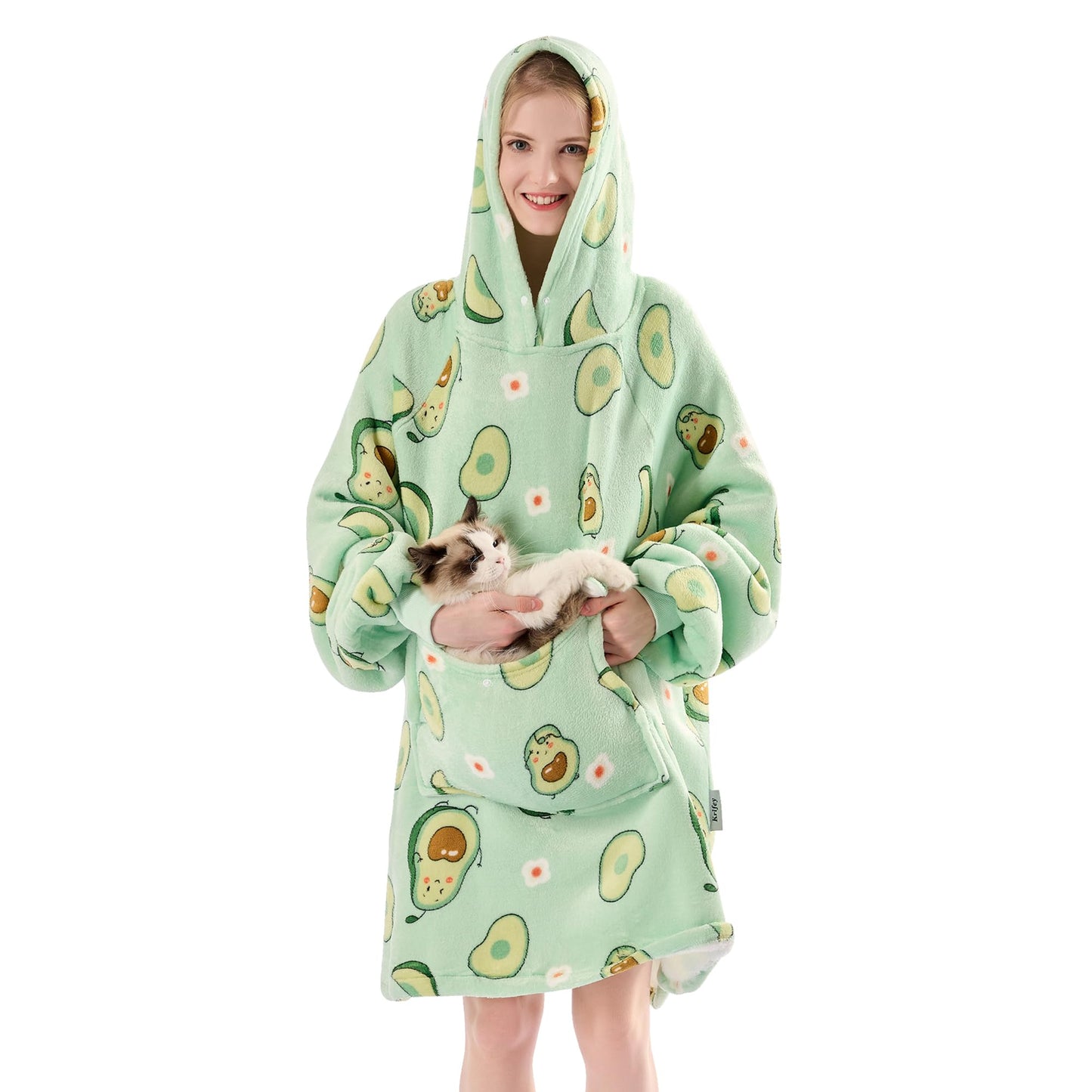 Krifey Wearable Blanket Hoodie, Oversized Sherpa Fleece Sweatshirt with Giant Pocket, Birthday Gifts for Women, Warm Christmas Gift for Mom, Wife, or Girlfriend