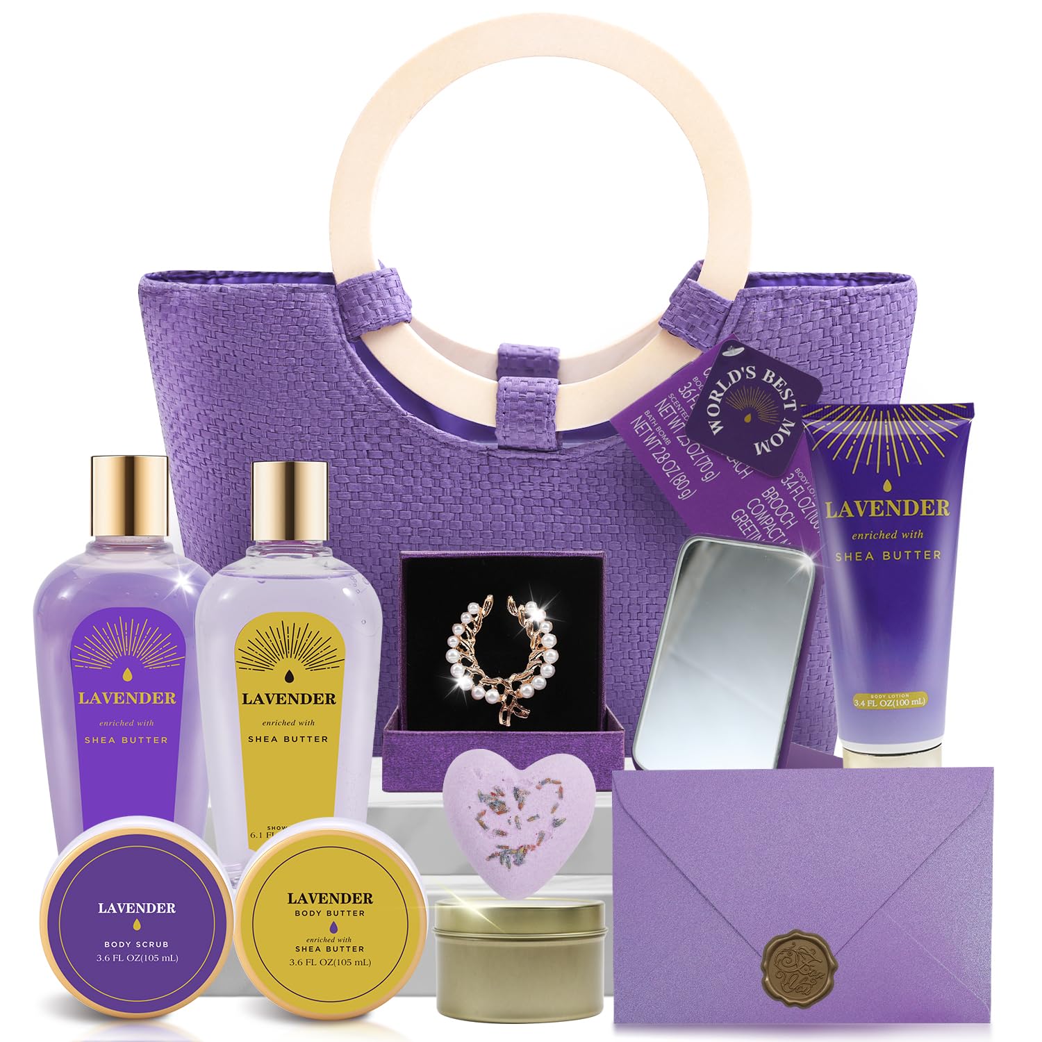 spa luxetique Gift Baskets for Women, Spa Gifts for Women - 10pcs Lavender Sets with Body Lotion, Bubble Bath, Relaxing Bath Sets, Birthday Christmas Gifts for Her