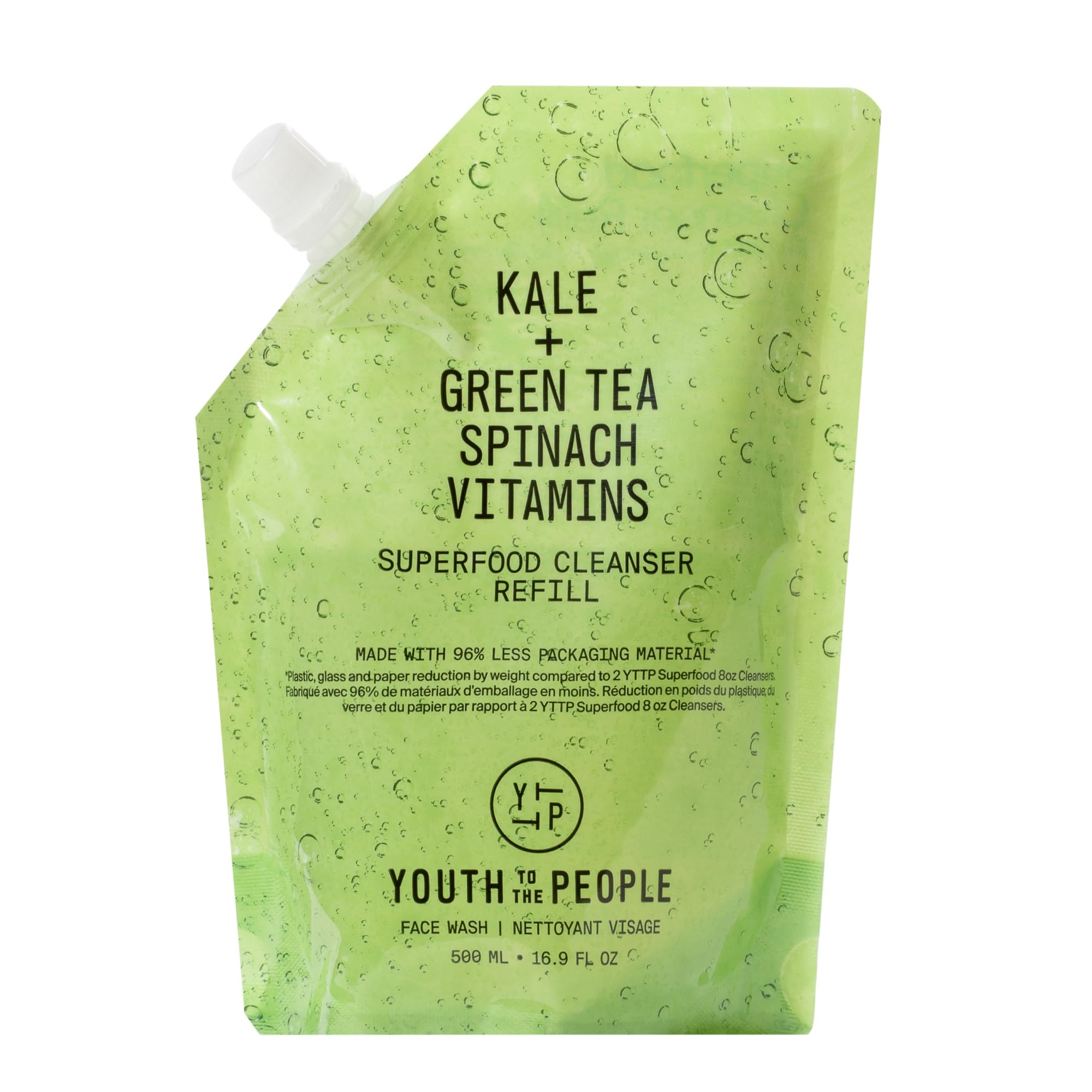Youth To The People Superfood Facial Cleanser - Kale + Green Tea Daily Face Wash, Gentle Makeup Remover, with Soothing Antioxidants for Glowing Skin, pH Balance, Clean Pores, Sulfate-free, Refillable