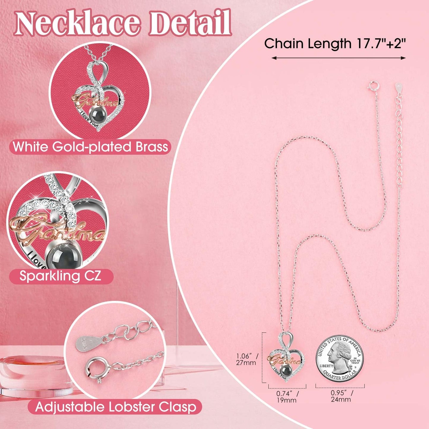 ADDWel Rose Gifts for Women Birthday Christmas - Preserved Real Roses Forever Red Flowers with I Love You in 100 Languages Necklace and Cute Moss Bear for Girlfriend Wife Mom Grandma